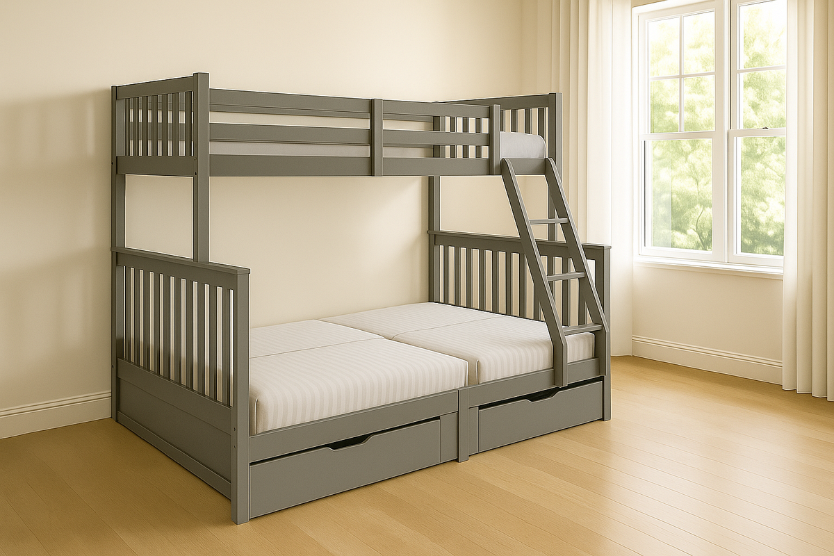 Litera Gris Rectangular Madera Mate Habitaciones Infantiles 200x100x175cm Muebles Multifuncionales