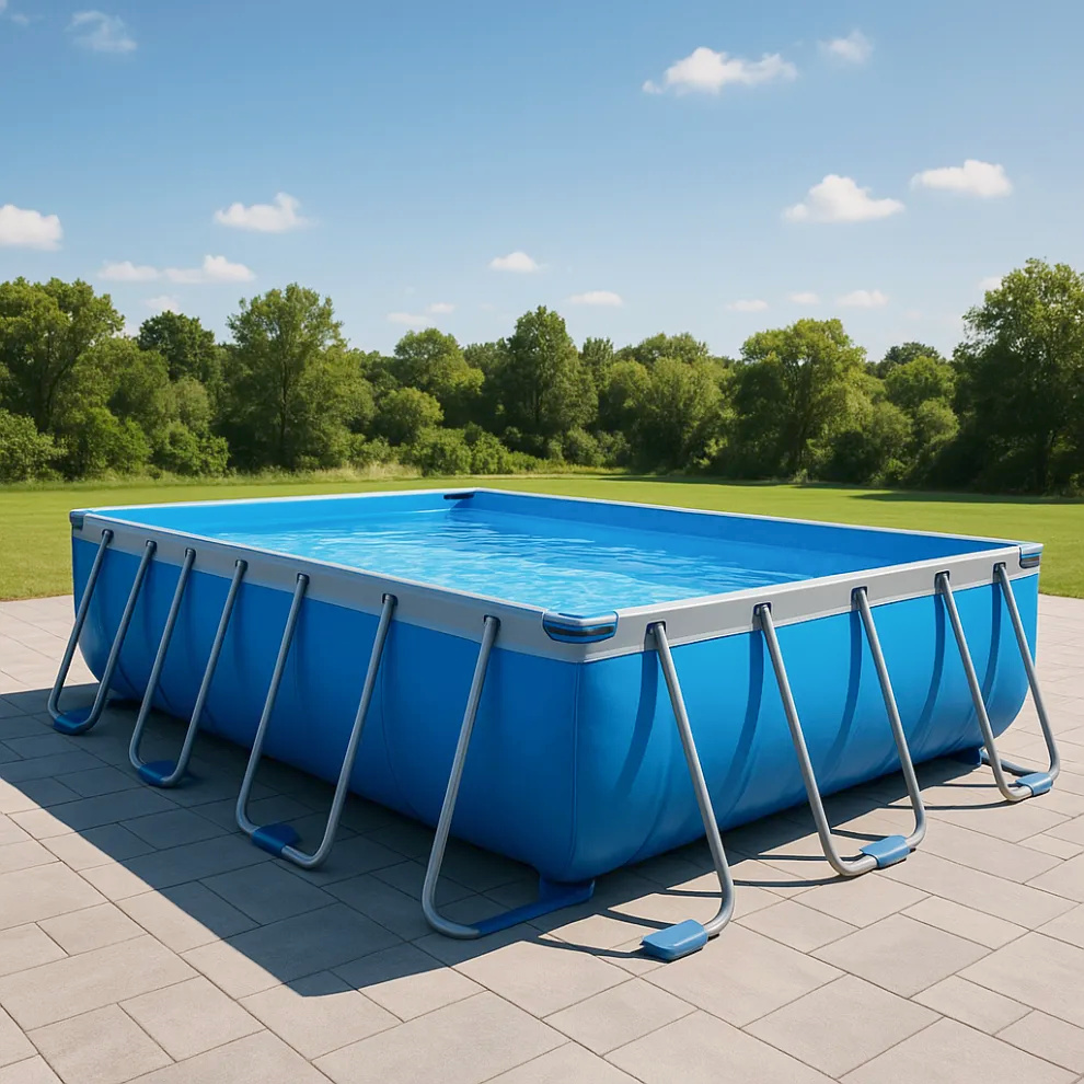Piscina tubular rectangular Rectangular Sí Piscina Tubular PVC, Acero Exterior, Jardín 549x274x122 cm Azul/Gris izGLkeq649Ln