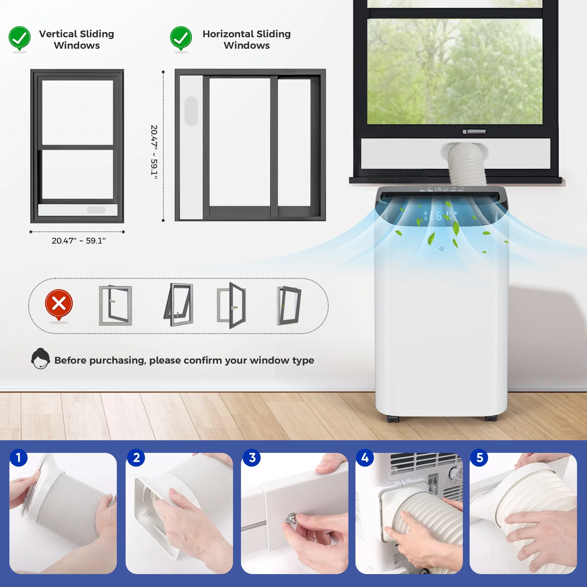 Fosawd 12000 BTU Portable Air Conditioner Cools up to 500 Sq. ft, 3-in-1 AC, Dehumidifier, Fan - Image 10