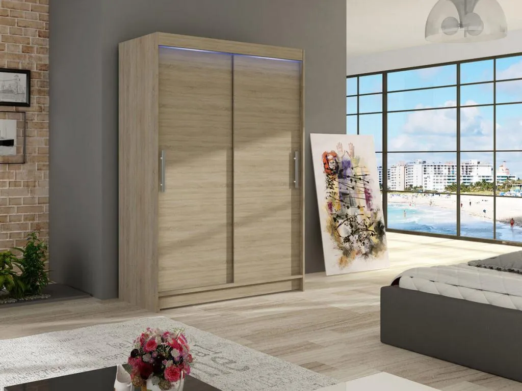 Armario Nidovia en roble, 200x120x58 cm, puertas correderas nzw1705949