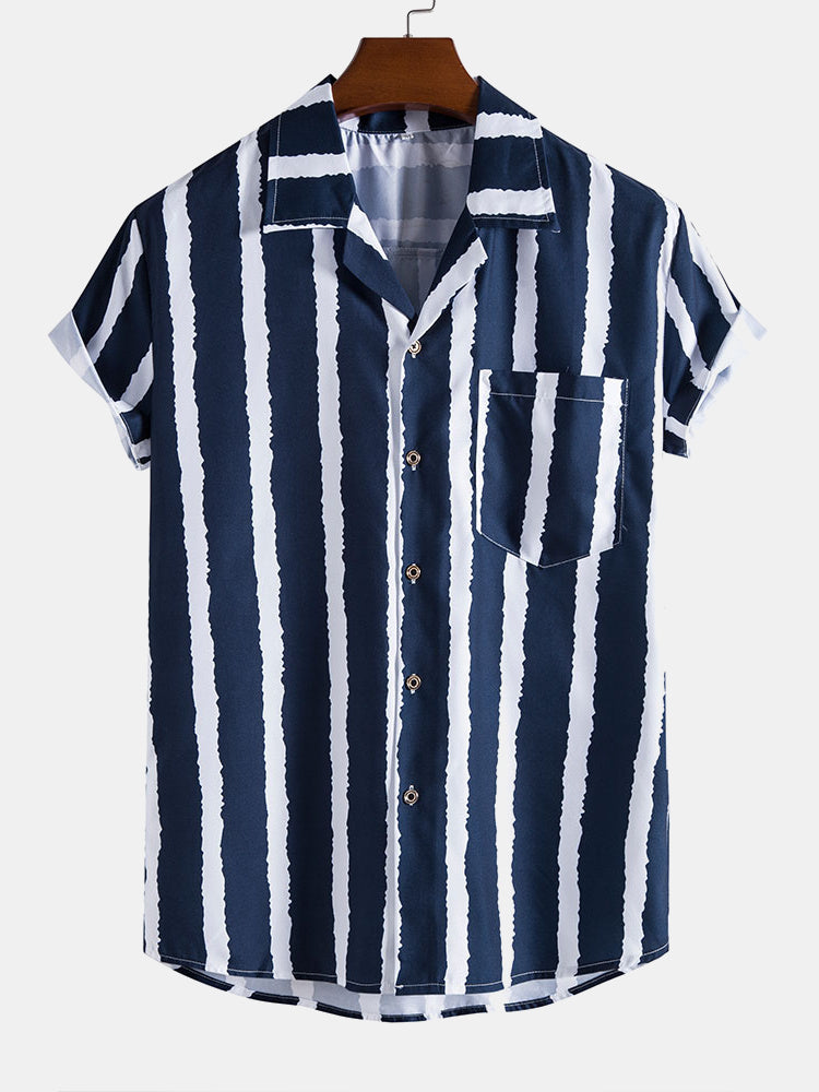 Wide Stripes Lapel Shirts