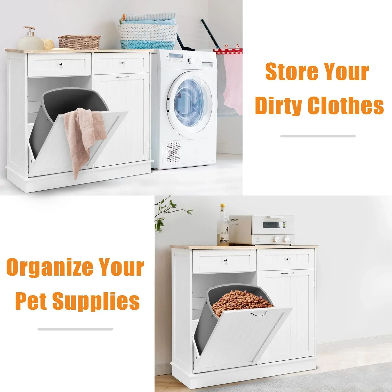 Giantex Kitchen Trash Cabinet, Tilt Out Trash Bin Cabinet with Single Trash Can Holder