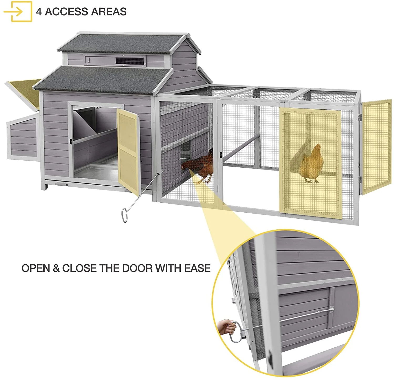 Aivituvin Extra Large Chicken Coop Wooden Hen House for 8-10 Chickens - Image 4