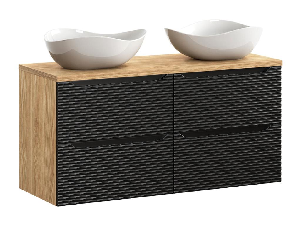 Mueble doble lavabo 120cm 4 cajones Elora Negro y madera Cloud
