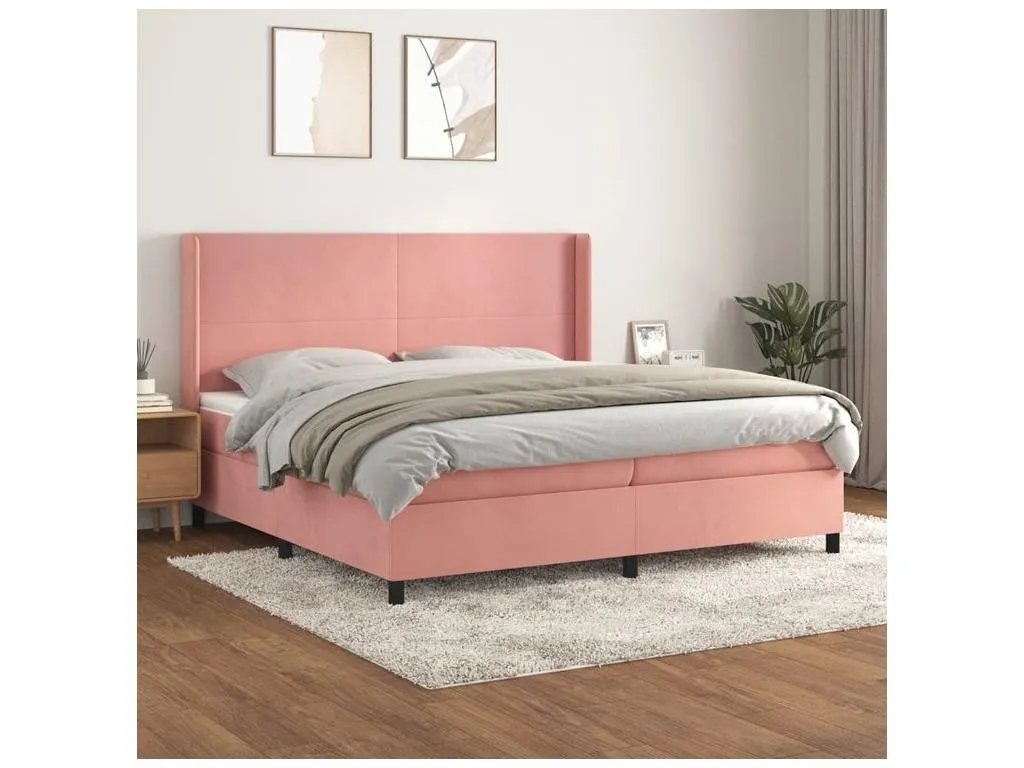 Cama box spring con colchón tela negro 180x200 cm hfk3521514