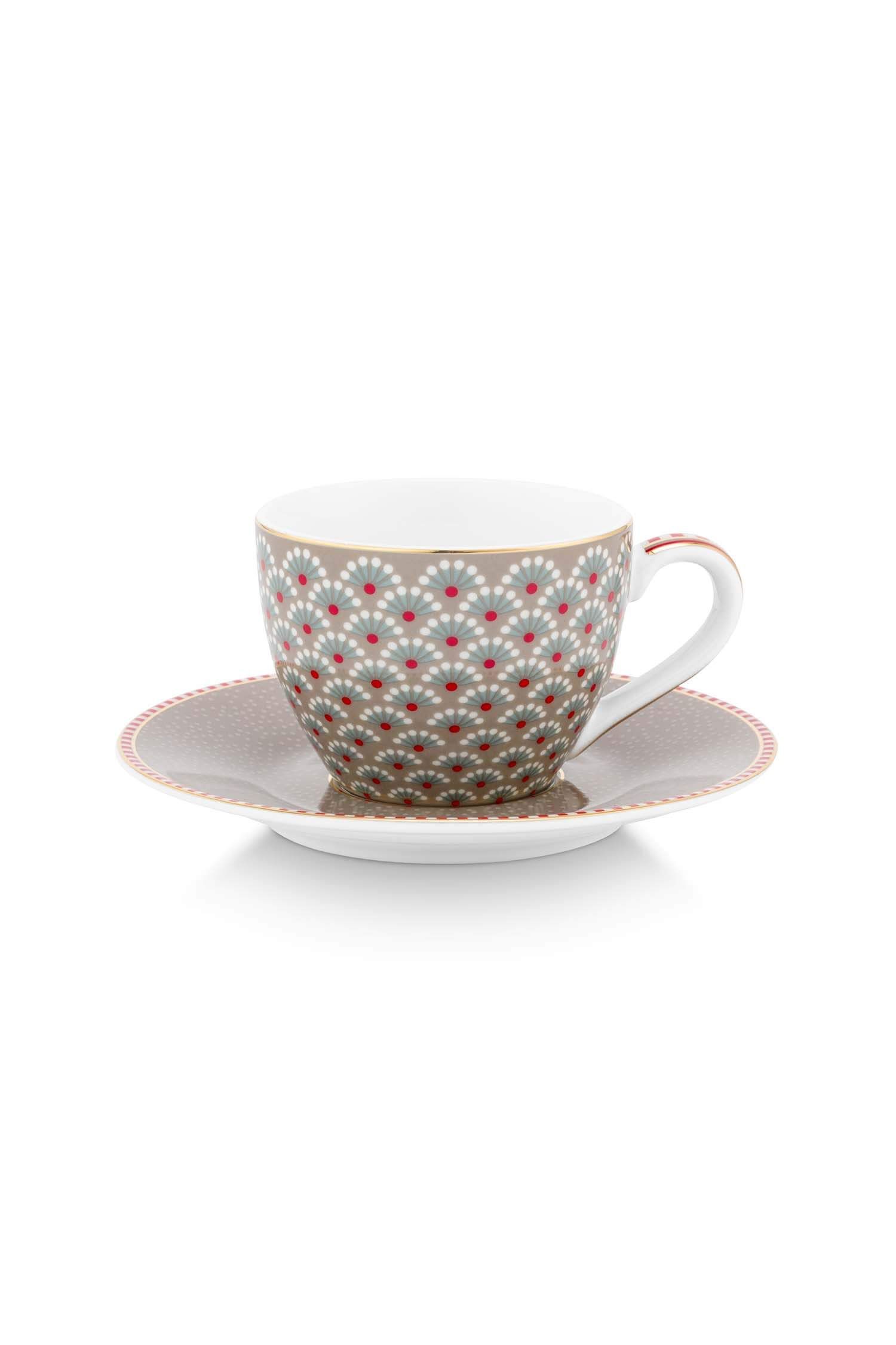 Espresso Cup and Saucer Blooming Tales Khaki 120ml