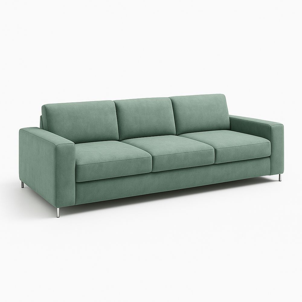 Sofá Moderno Tres Plazas para Sala Verde 210cm Tela