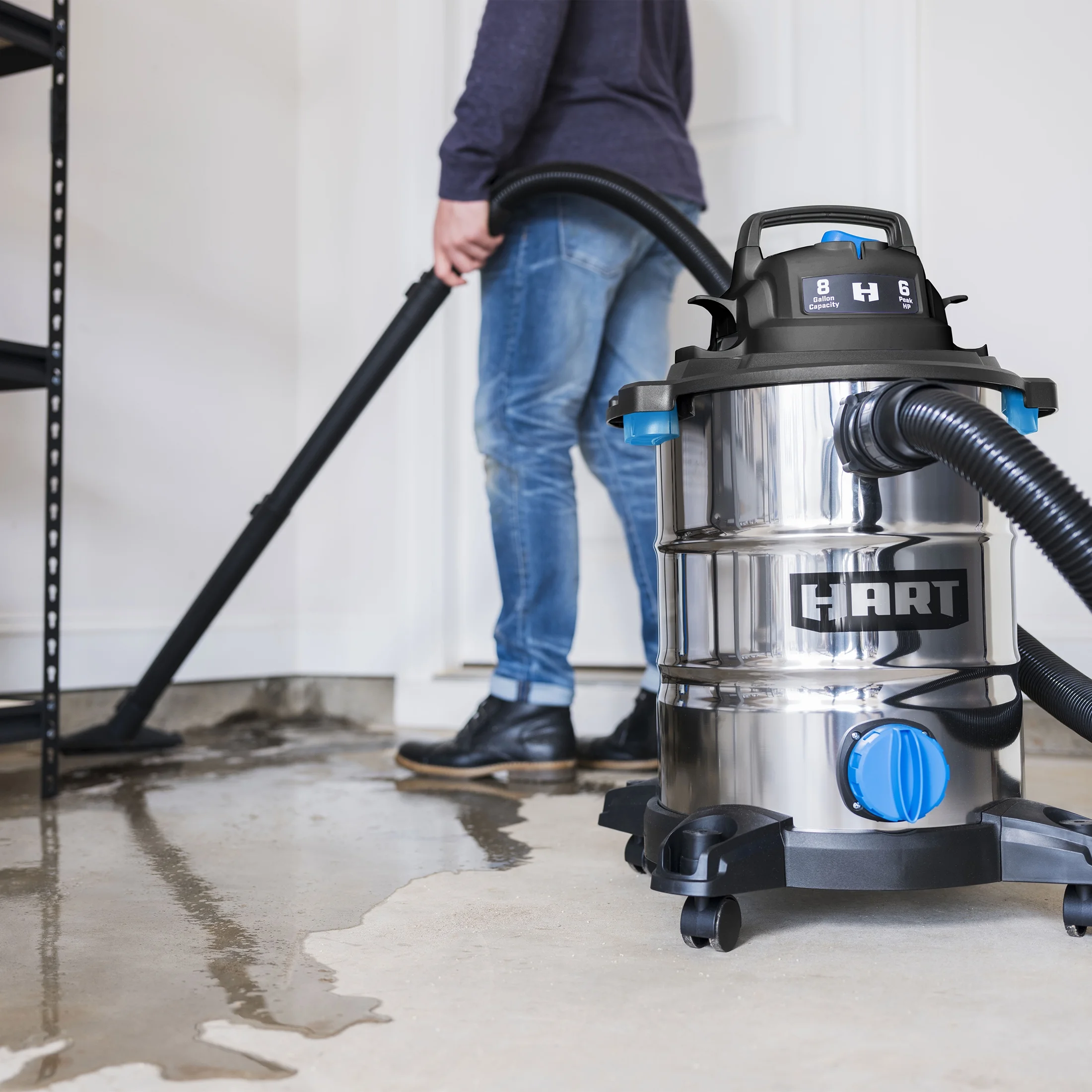 HART 8 Gallon 6 Peak HP Stainless Steel Wet/Dry Vacuum, VOC812SF 3703 - Image 7