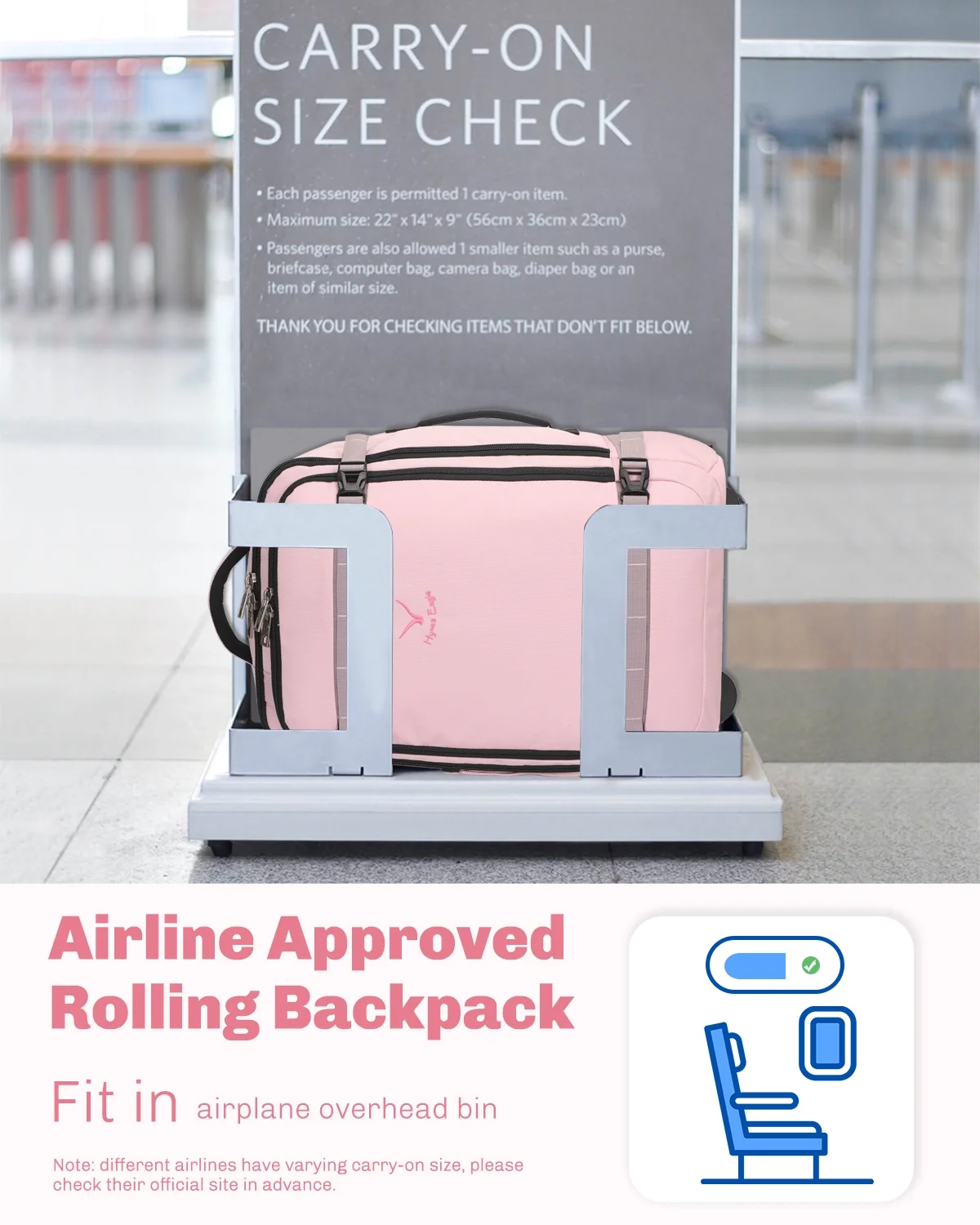 Hynes Eagle 22" Hybrid Carry-On Luggage, Softside Rolling Backpack, Grey - Image 27