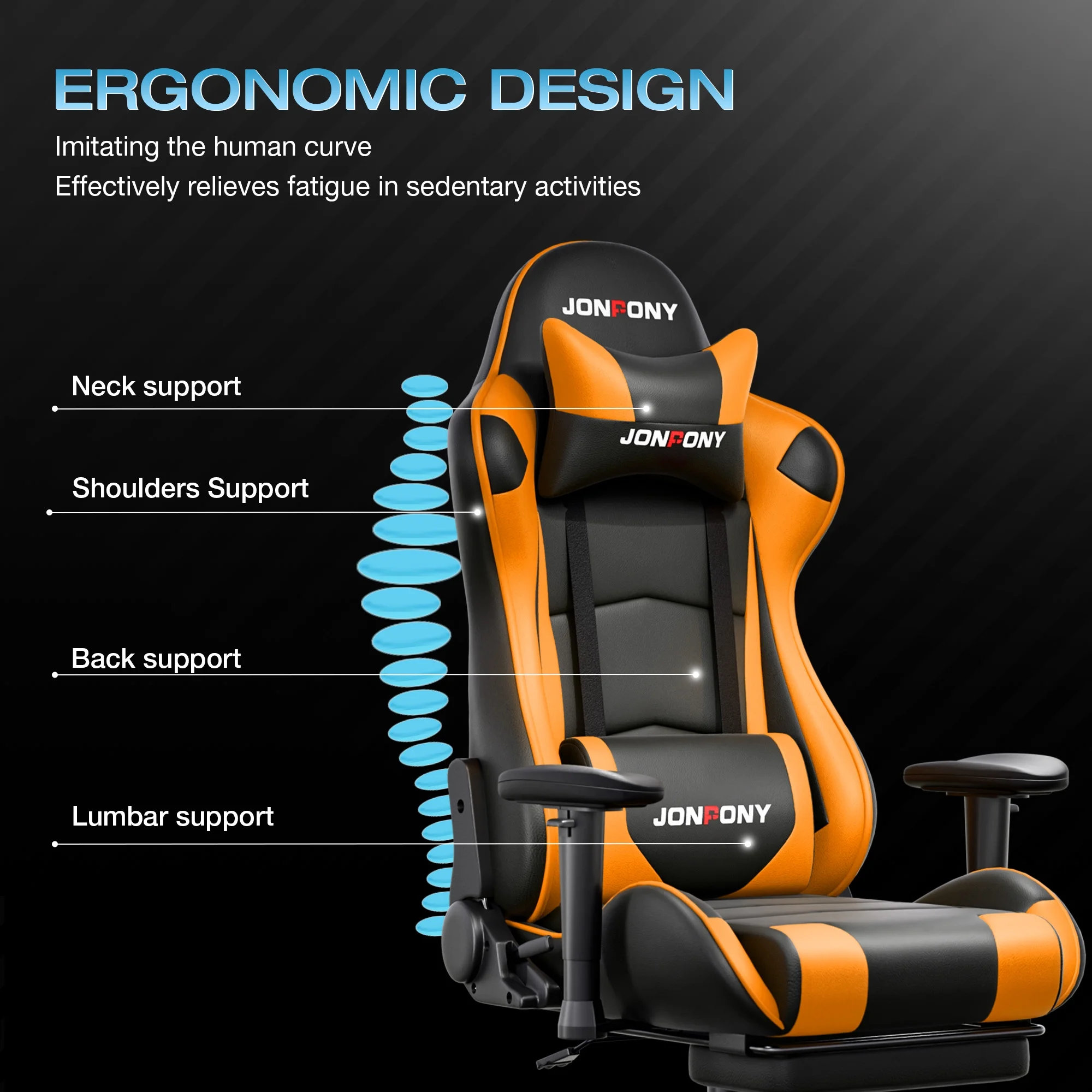 JONPONY Big and Tall 500LBS Gaming Chair, Ergonomic Design, Gamer Chair PU Leather with Footrest and Lumbar Support, High Back Office Chair Support 8 Hours Long Sitting,Red Computer Chair,Red - Image 33