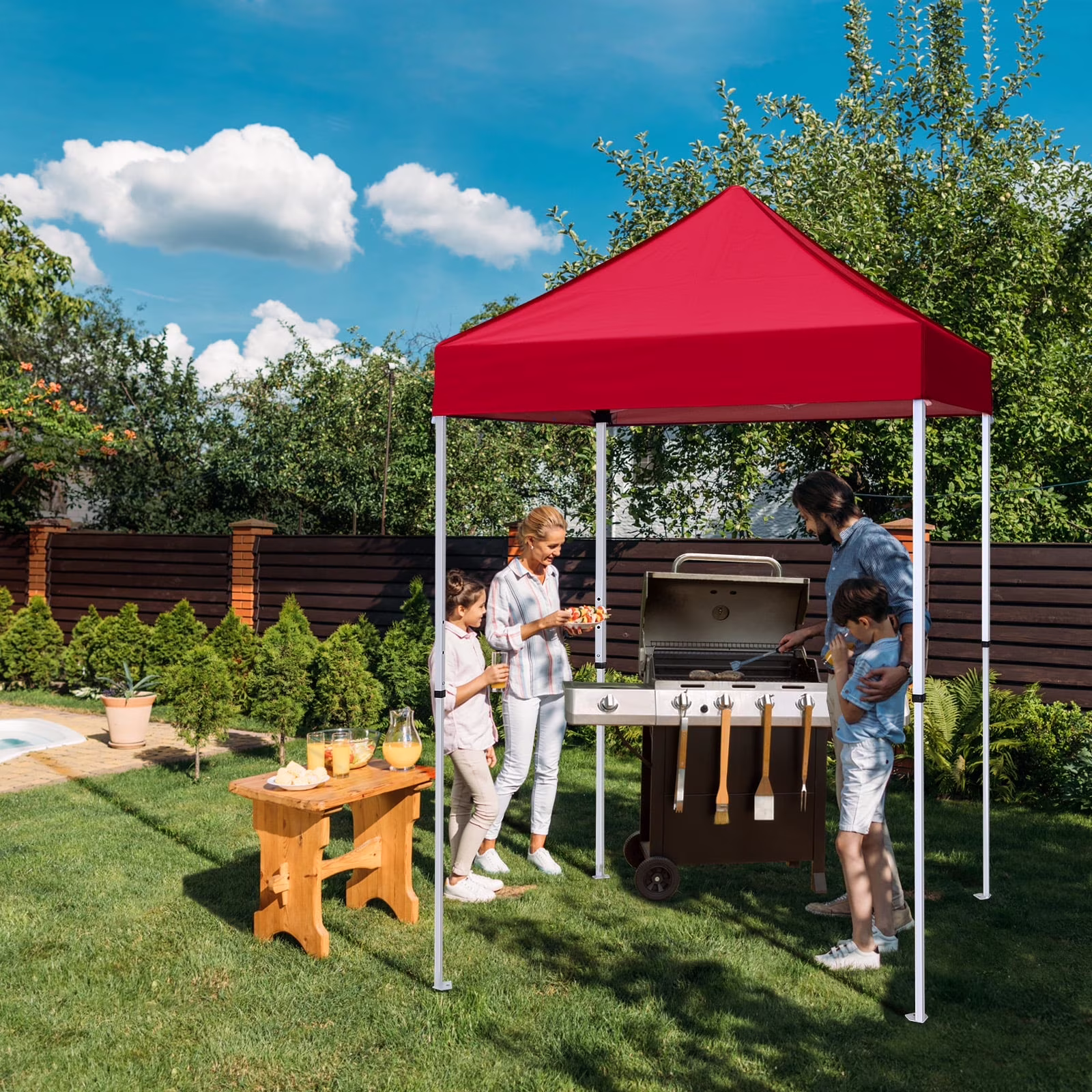 EAGLE PEAK 5x5 Pop up Canopy Tent Instant Outdoor Canopy Easy Set - up Straight Leg Folding Shelter（blue）