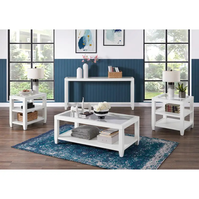 Cordero 16-Inch Wide Wood and Glass Top Chairside End Table with Shelf Storage