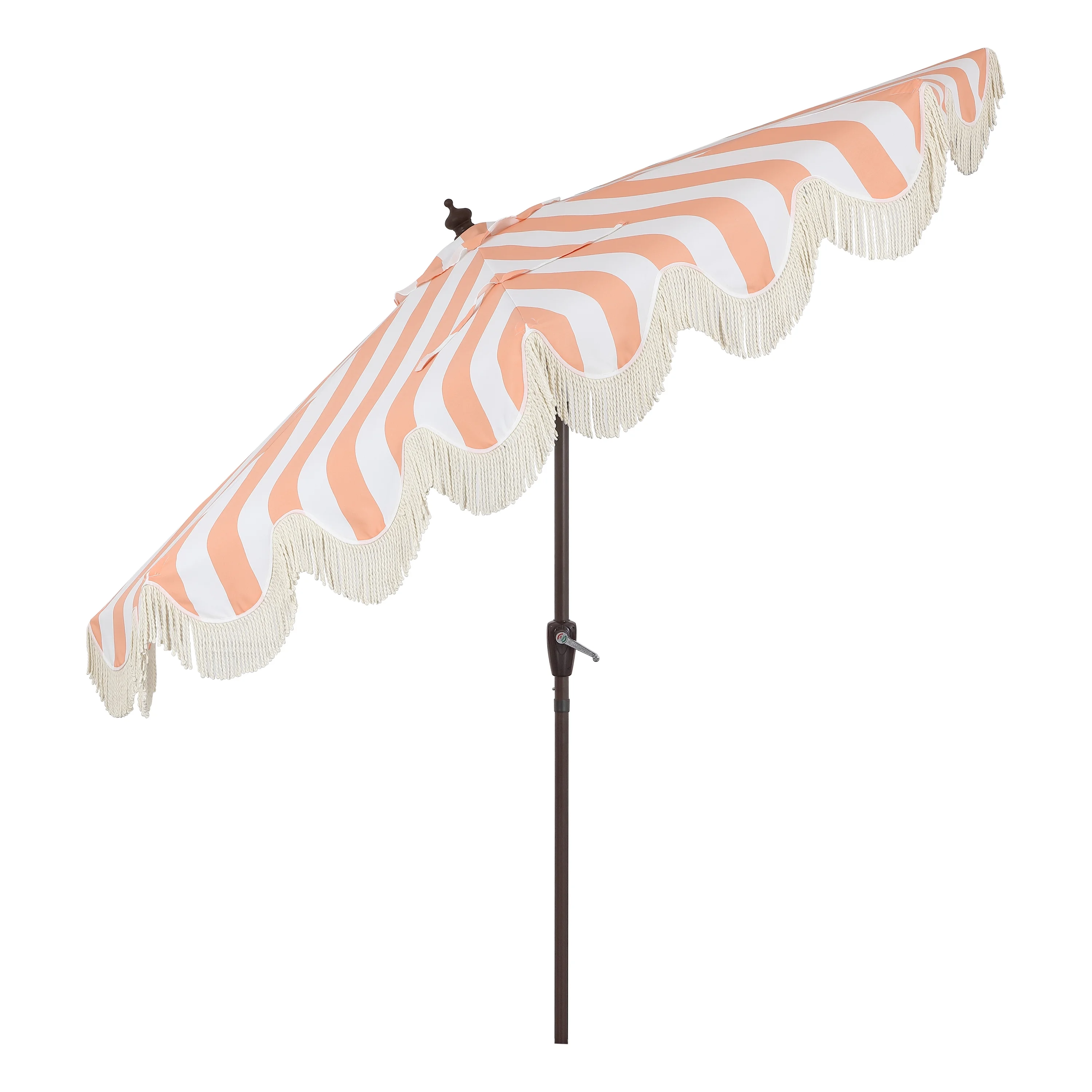 JONATHAN Y Beverly 9 ft. Half Market Patio Umbrella, Designer Classic Scalloped Fringe with Crank, Tilt Button and UV Protection, Blue/White/Cream, Dark Brown Pole - Image 20