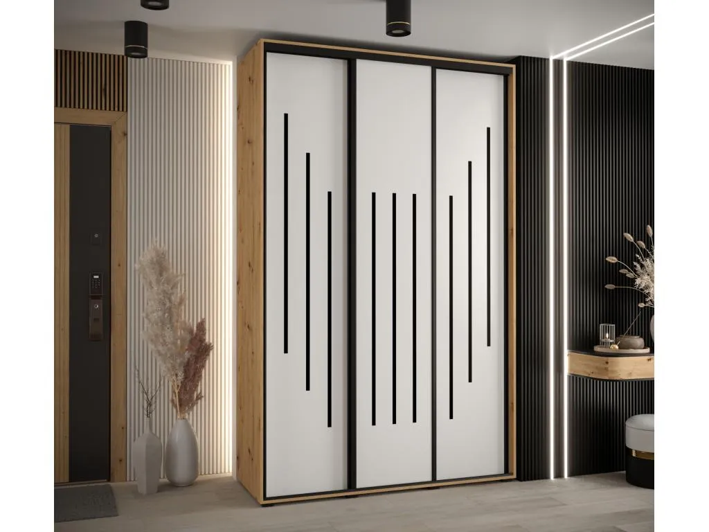 ARMARIO Mueblestop 8 DE PUERTAS CORREDERAS 235.2/160/60 3 puertas (Artisan/Blanco/Negro) 79000PTTA