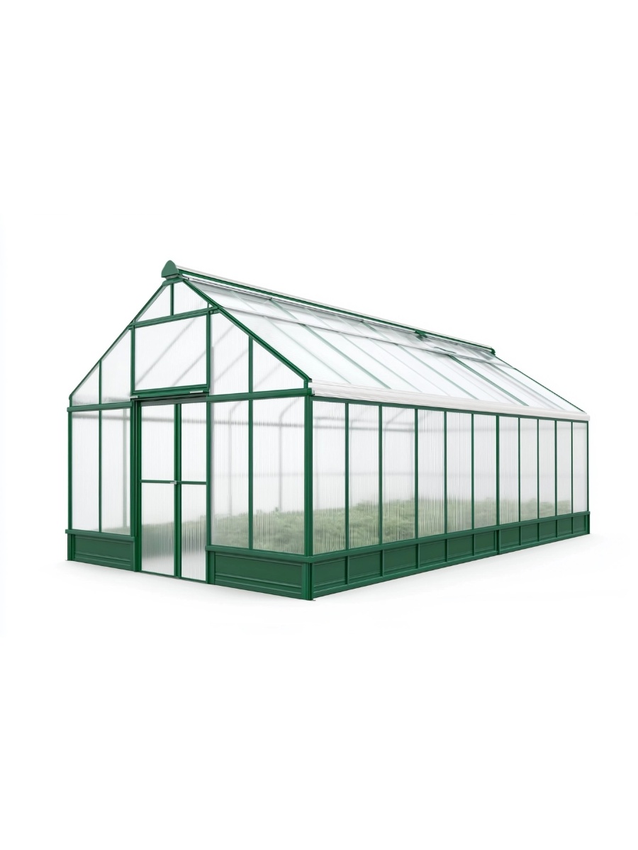 Invernadero estructura aluminio policarbonato verde jardín 247x422x205 cm