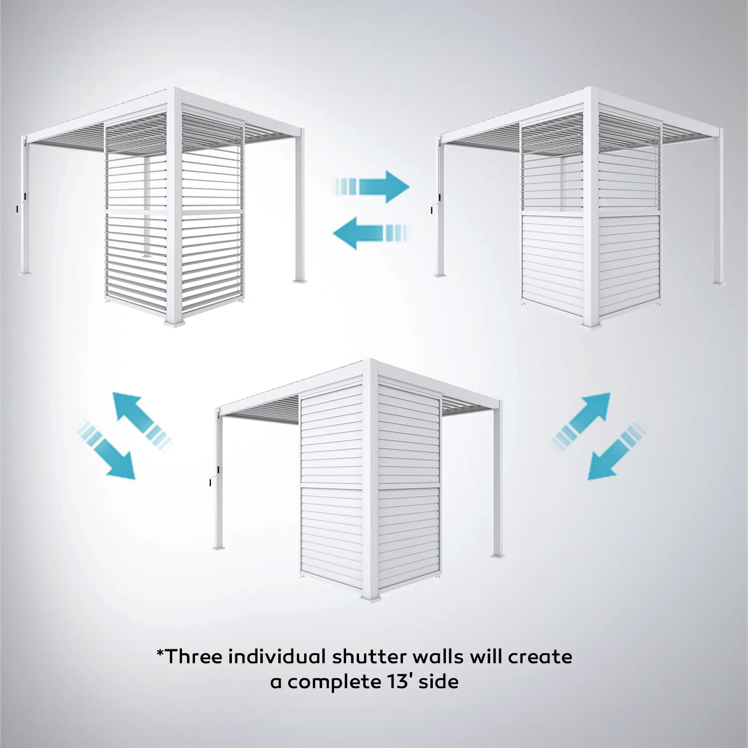 Mirador 10'x10' 111S Outdoor Pergola Accessories-Aluminum Fixed Shutter Wall, Dark Gray - Image 15