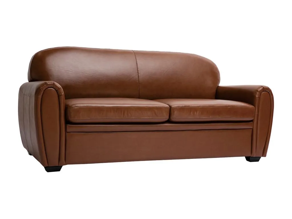 Sofá cama 3 plazas de piel marrón Boverdeco
