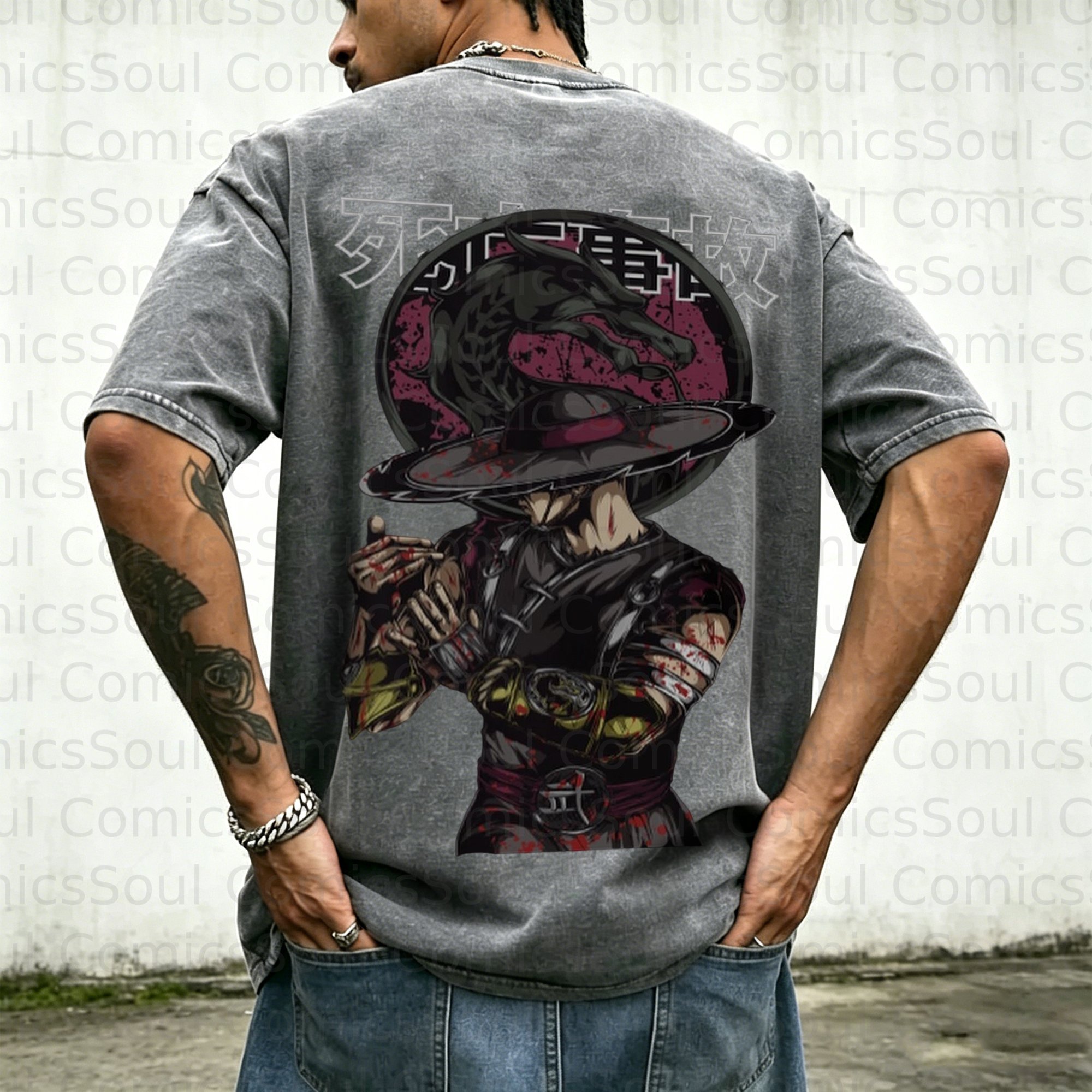 Unisex Anime Inspired Vintage Washed T-Shirt