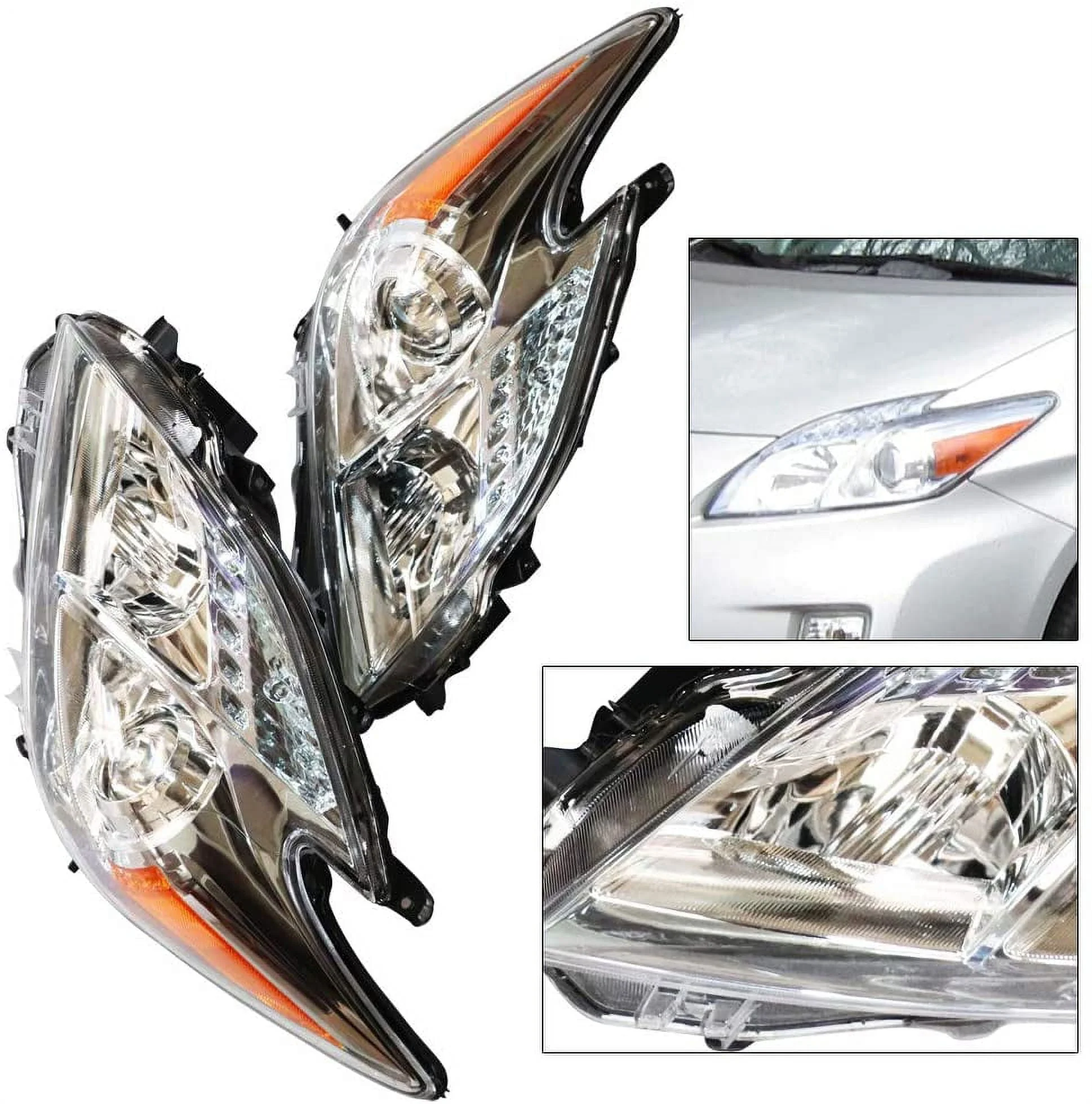 Anqidi Halogen Model LH+RH Headlights Headlamps Assembly Set for 2010-2011 Toyota Prius - Image 3