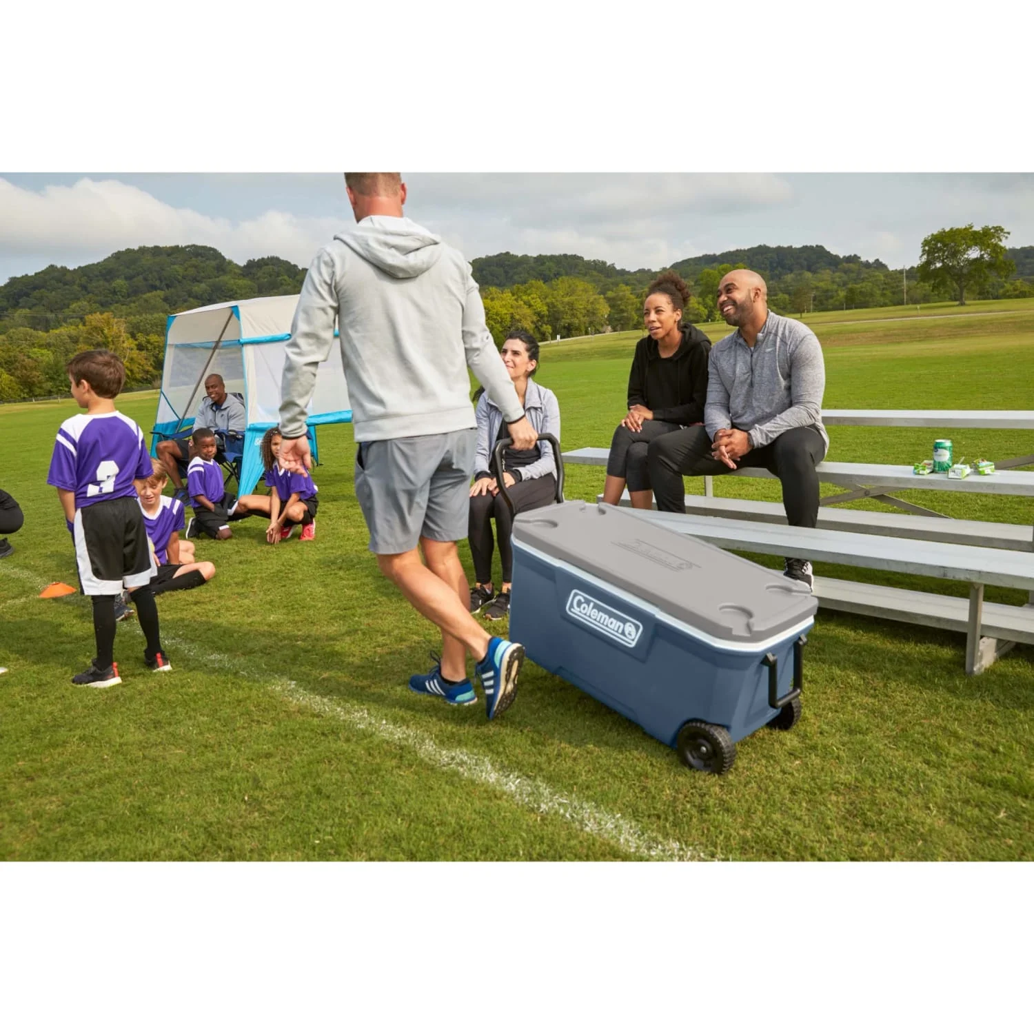 Coleman 316 Series 100QT Hard Chest Wheeled Cooler, Lakeside Blue - Image 7