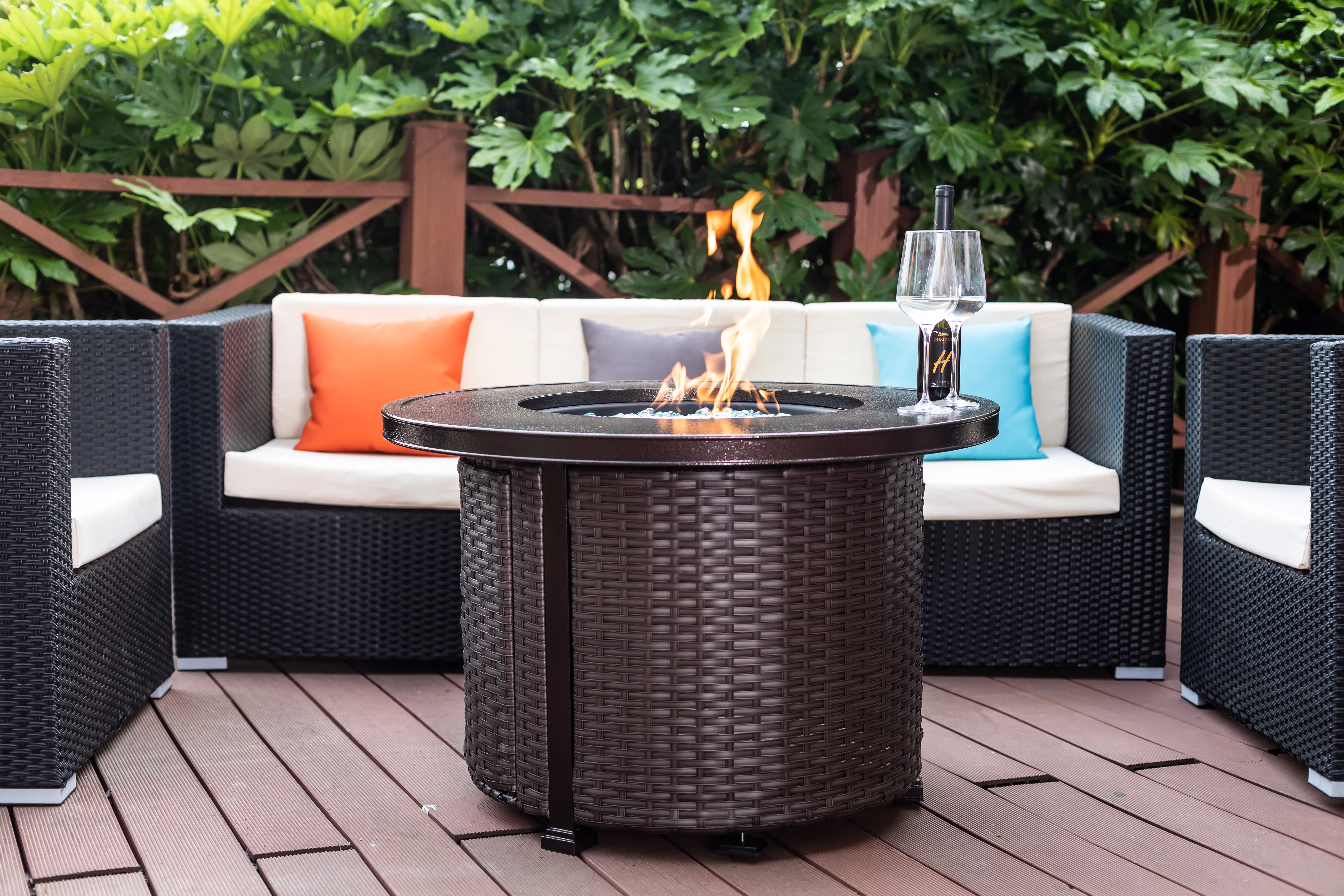 Better Homes & Gardens Colebrooke 37" Round 50,000 BTU Propane Gas Fire Pit Table with Glass Beads, Metal Lid and Protective Cover - Image 13