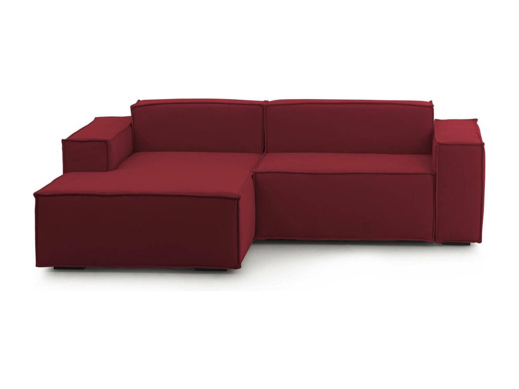 Sofá fijo Nadia, Sofá modular 2 plazas península izquierda, 100% Made in Italy, Sofá moderno en tela, Cm 220x170h70, Rojo