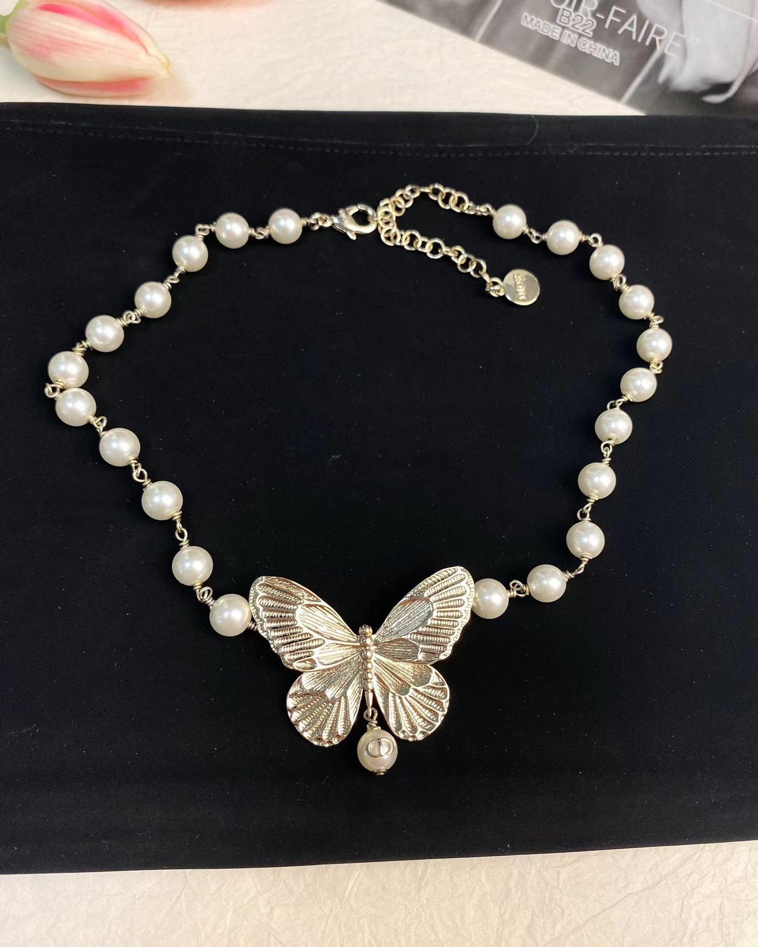 Dior Butterfly Pearl Necklace - Original Replica Club