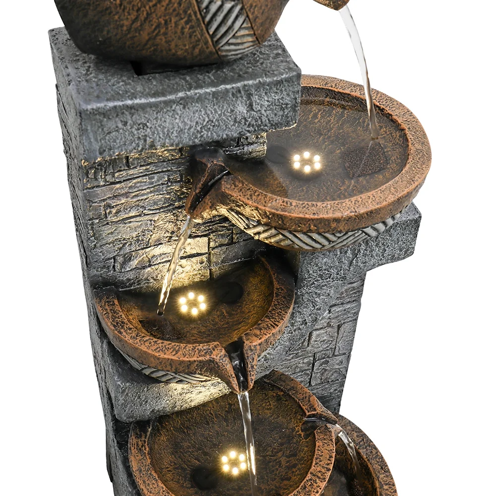 SunJet 5-Tiers Indoor/Outdoor Garden Water Fountain - 42.5inches Modern Floor-Standing Cascading Water Feature - Suitable for Deck, Patio, Porch, Yard Decor - Image 10