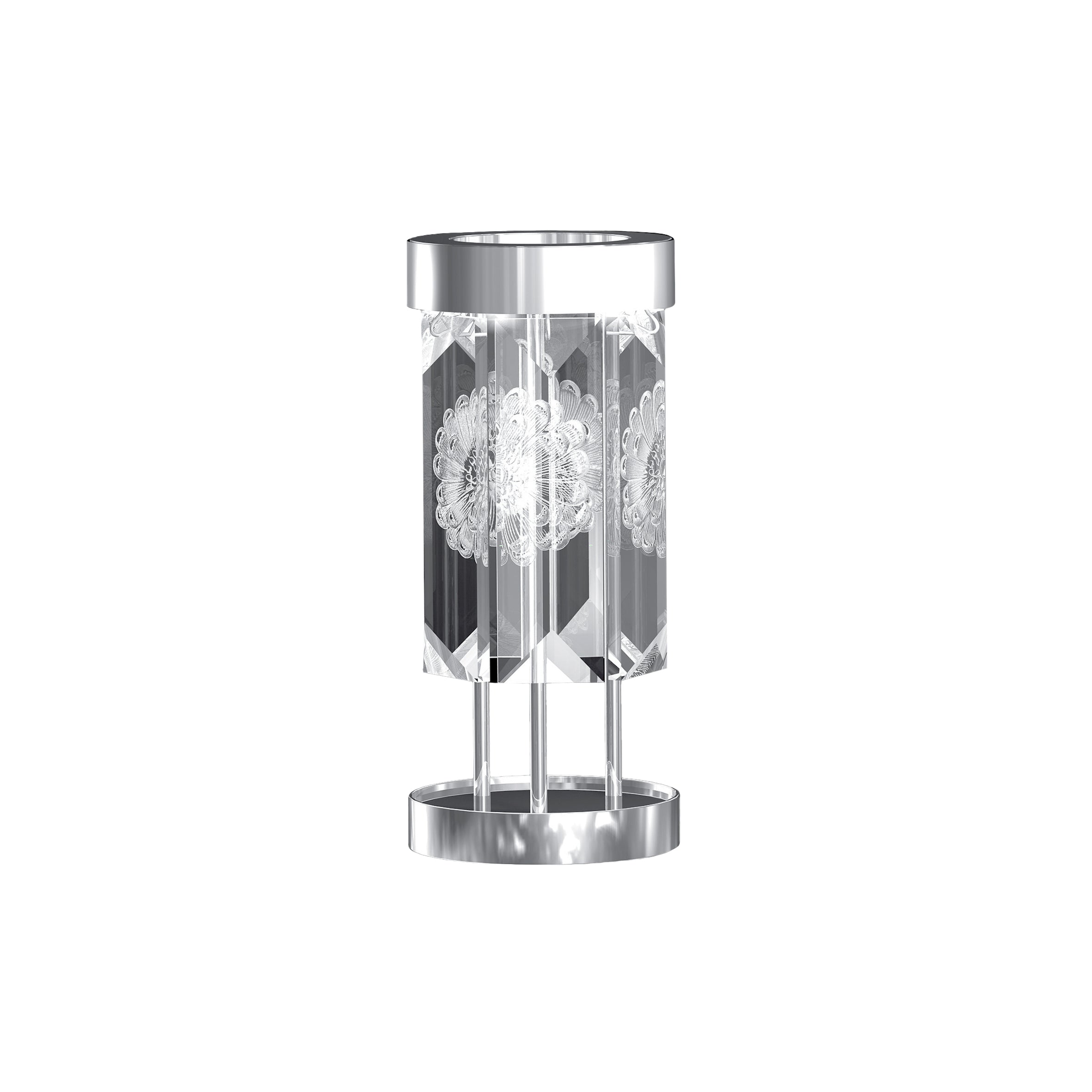 LAMPE SERENE 6 PRISMES DAHLIA - CRISTAL INCOLORE, FINITION NICKEL (PLAQUÉ)