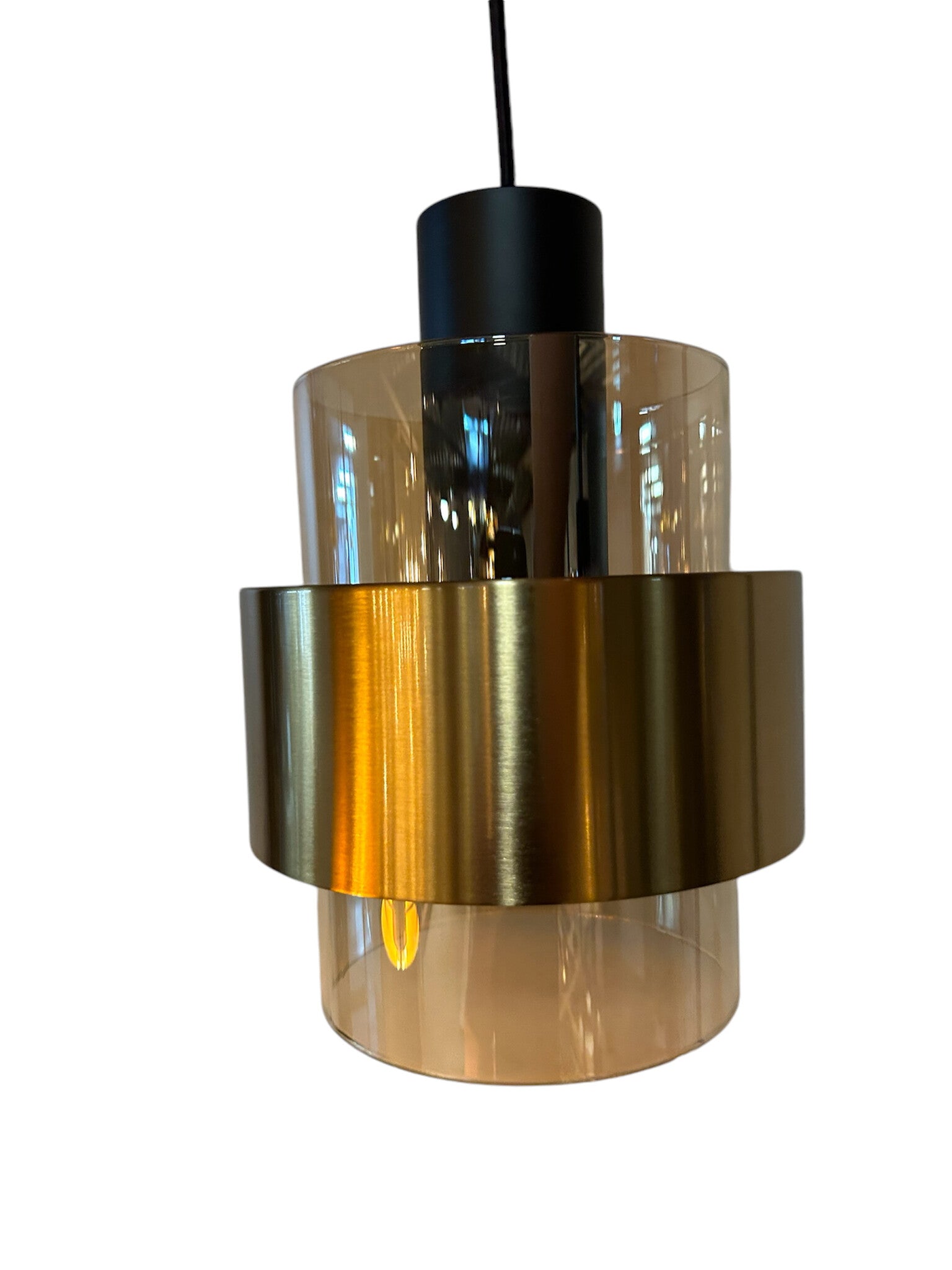 Freelight Freelight Hanglamp Chiasso Zwart Goud & Amber Glas 3 Lichts