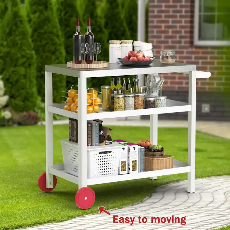 Portable Kitchen Island Grill Cart for Patios