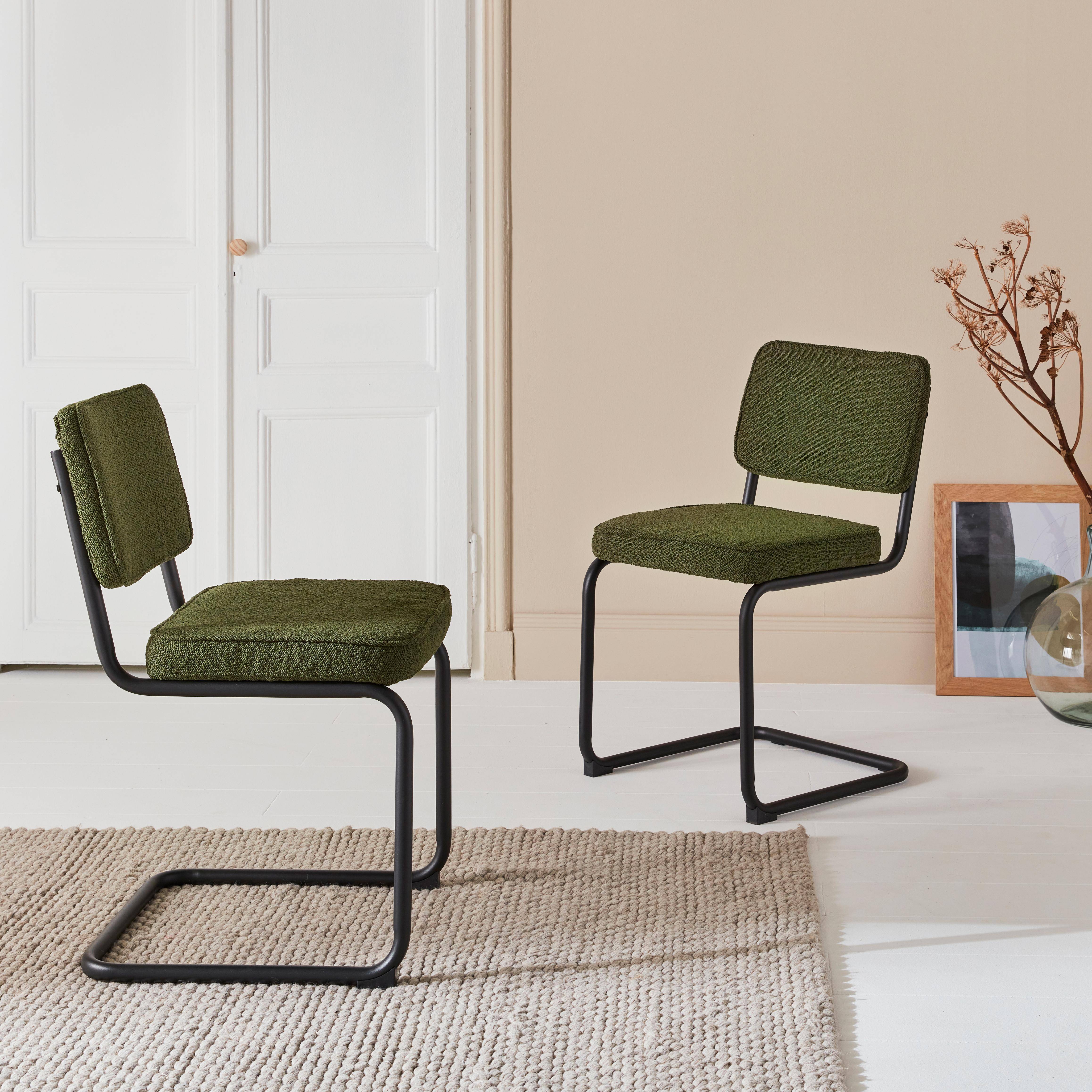 Maja borreguito - Silla cantilever de borreguito texturizado, set de 2