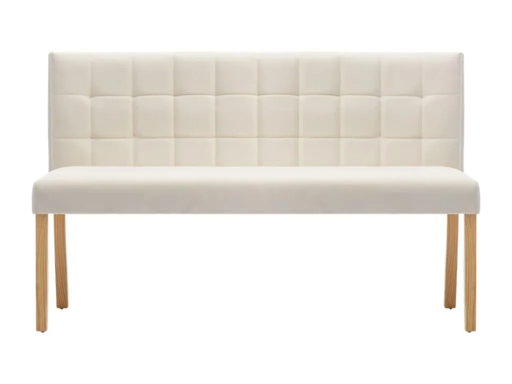 Banco tapizado en terciopelo crema de 140 cm drh1736867