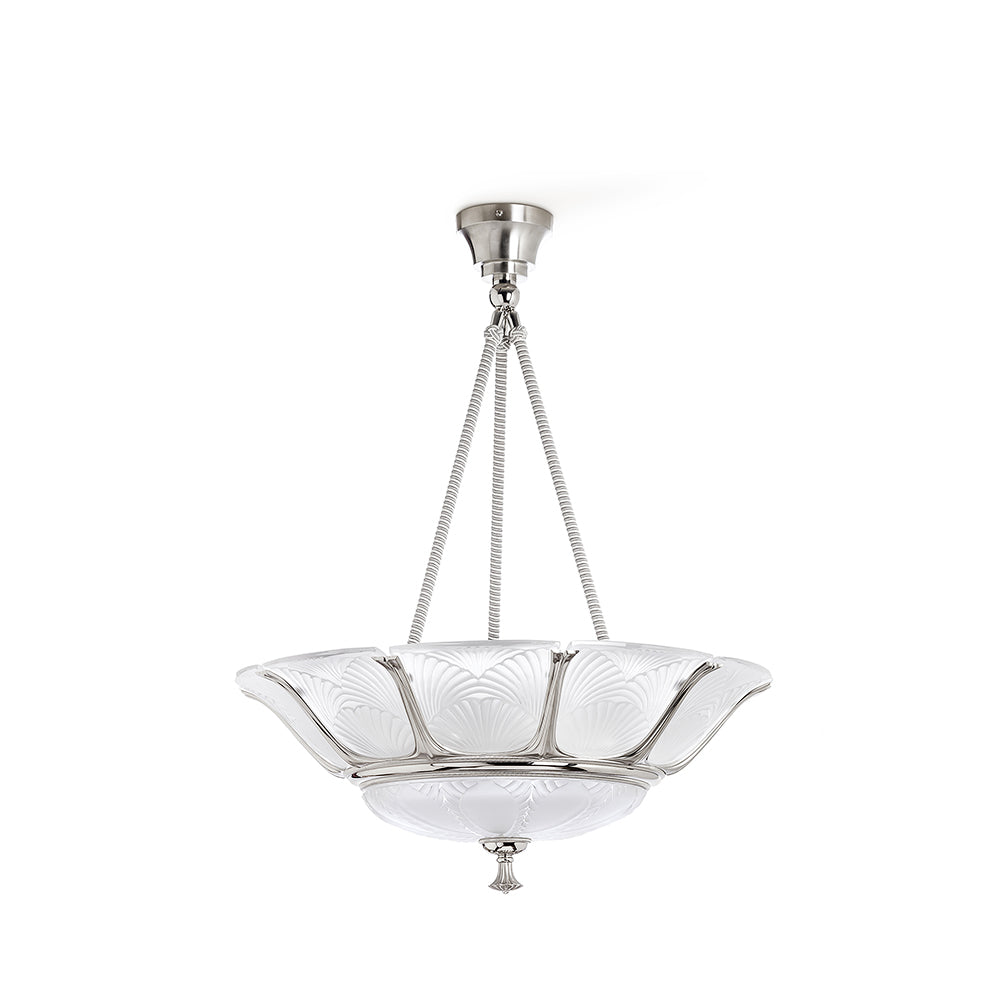 SUSPENSION GINKGO GRAND MODÈLE - CRISTAL INCOLORE, FINITION NICKEL BRILLANT ET SATINÉ