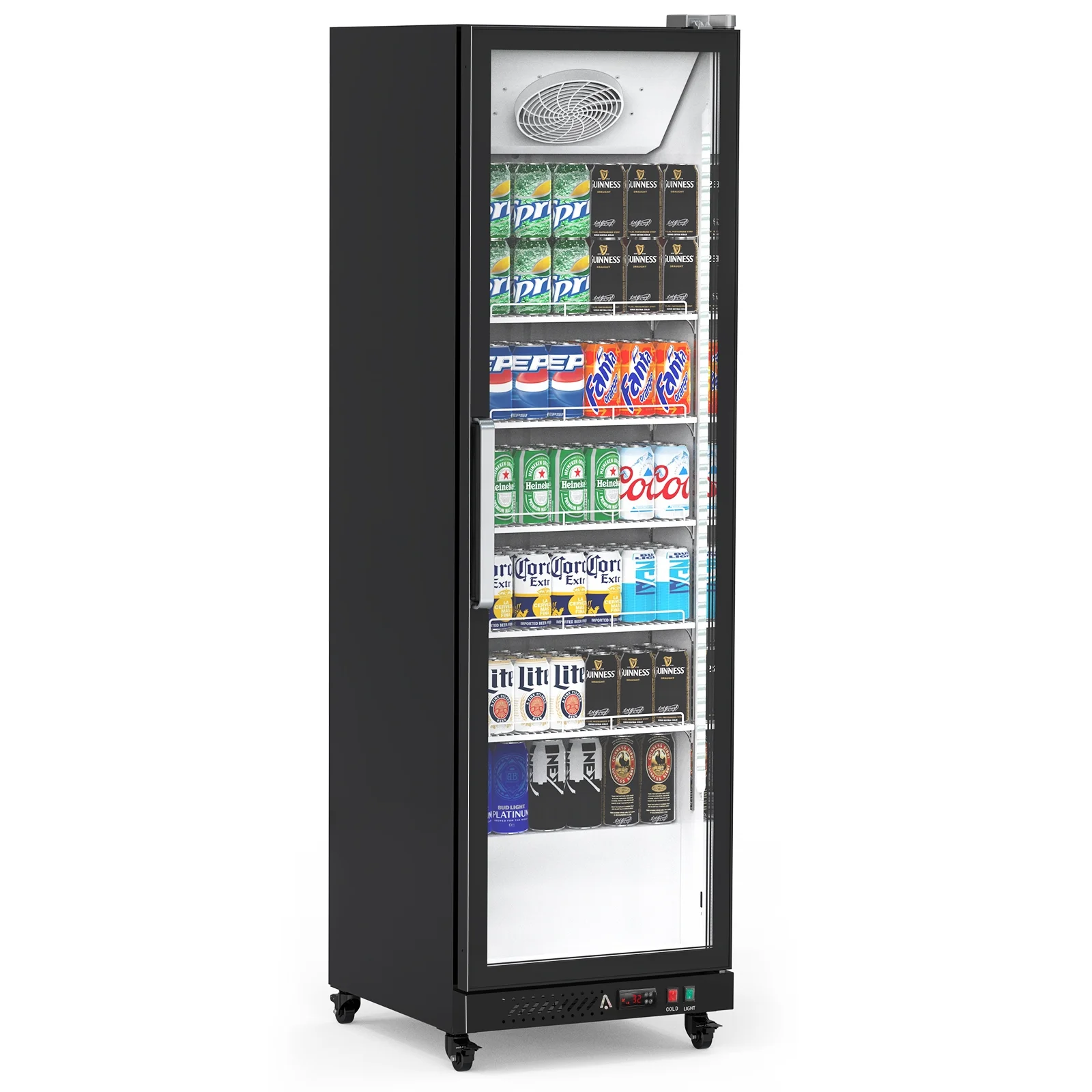 Garvee Commercial Refrigerator,12.4 Cu.ft Display Fridge Merchandiser Upright Beverage Cooler,Single Glass Door Fridge with Adjustable Shelves & LED Lighting,Black - Image 4
