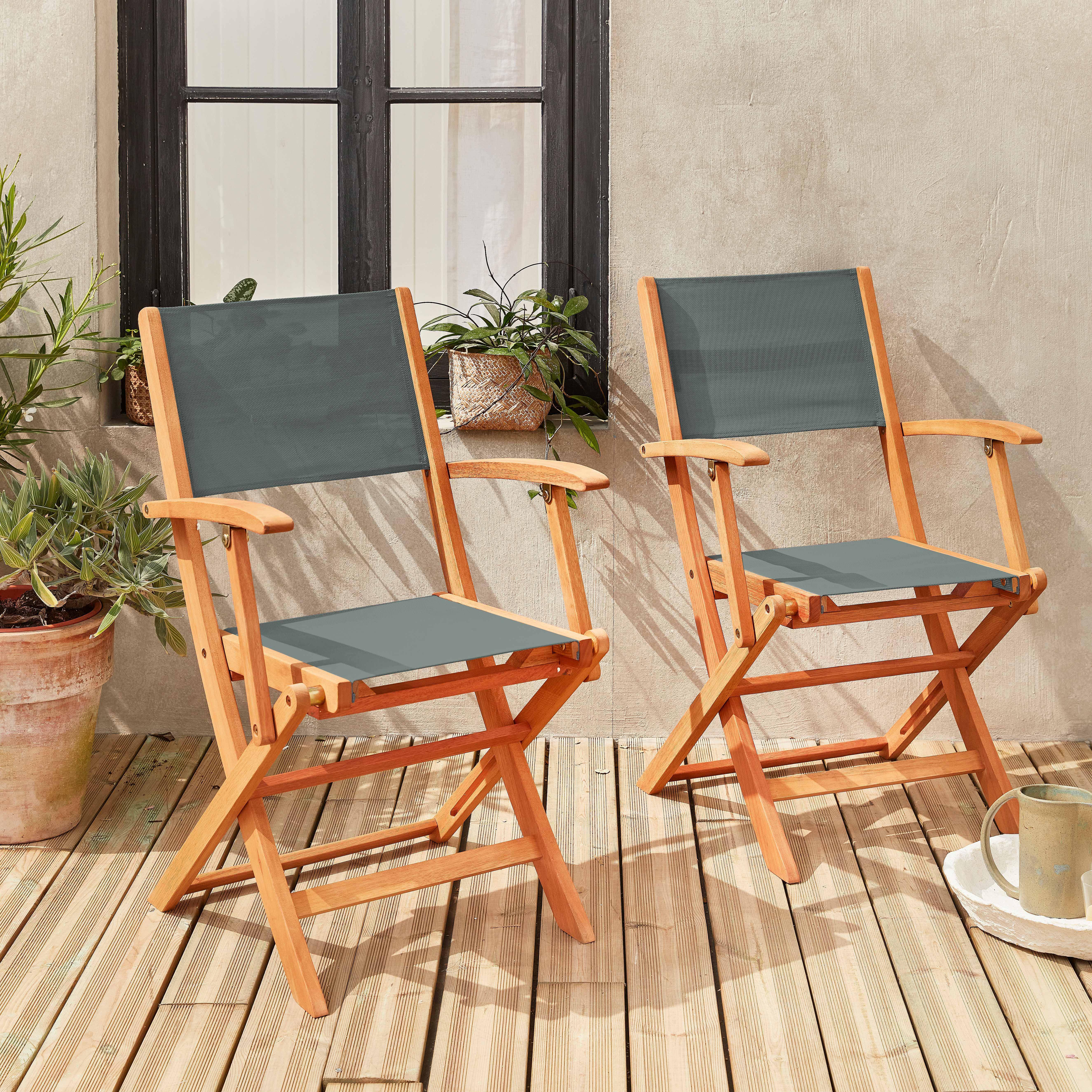 Almeria - Silla de jardín plegable de madera de eucalipto, set de 2