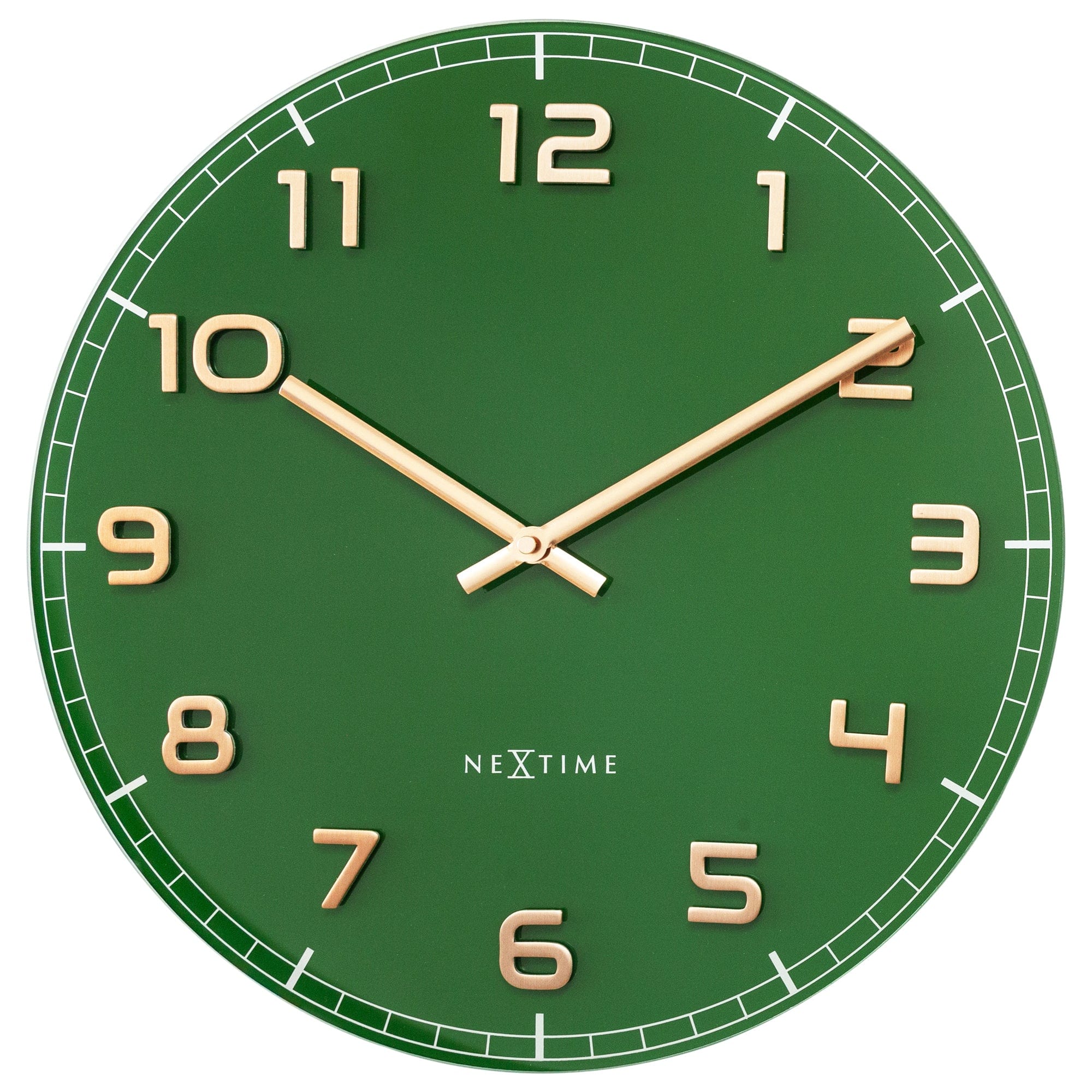 NeXtime - Wandklok 40cm-Stil-Groen-Glas Aluminium-NeXtime "Classy