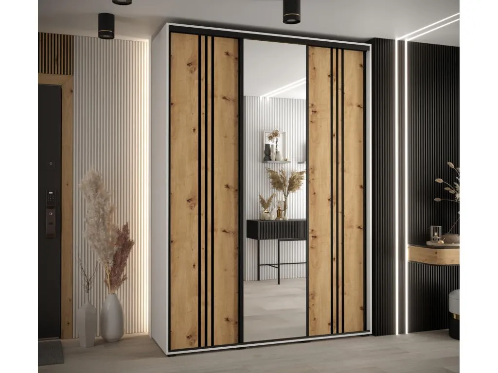 ARMARIO Mobtrendy 7 DE PUERTAS CORREDERAS 235.2/170/60 3 puertas (Blanco/Artisan/Negro) bkjd39813