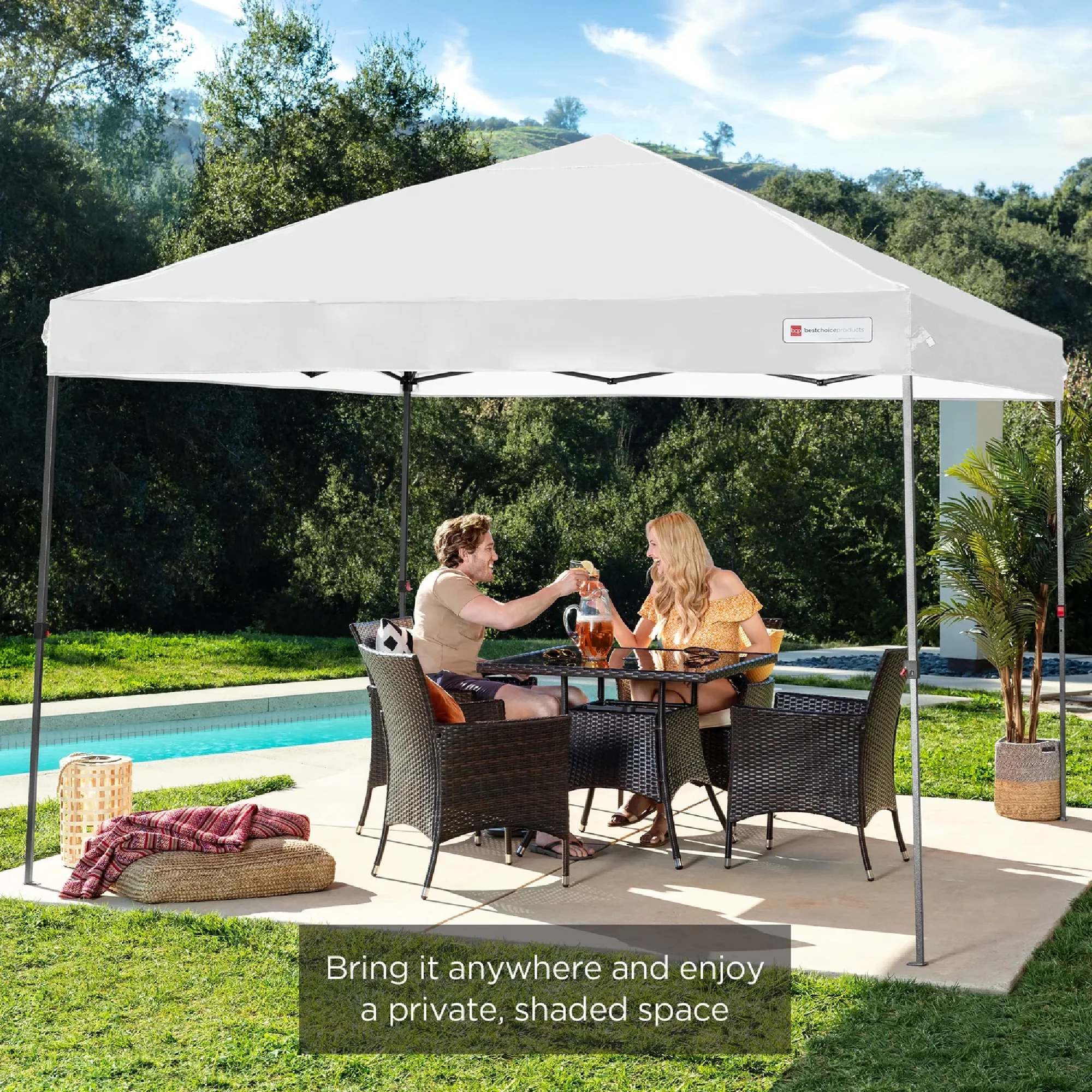 Best Choice Products 10x10ft Easy Setup Pop Up Canopy w/ 1-Button Setup, Wheeled Case, 4 Weight Bags - White - Image 14