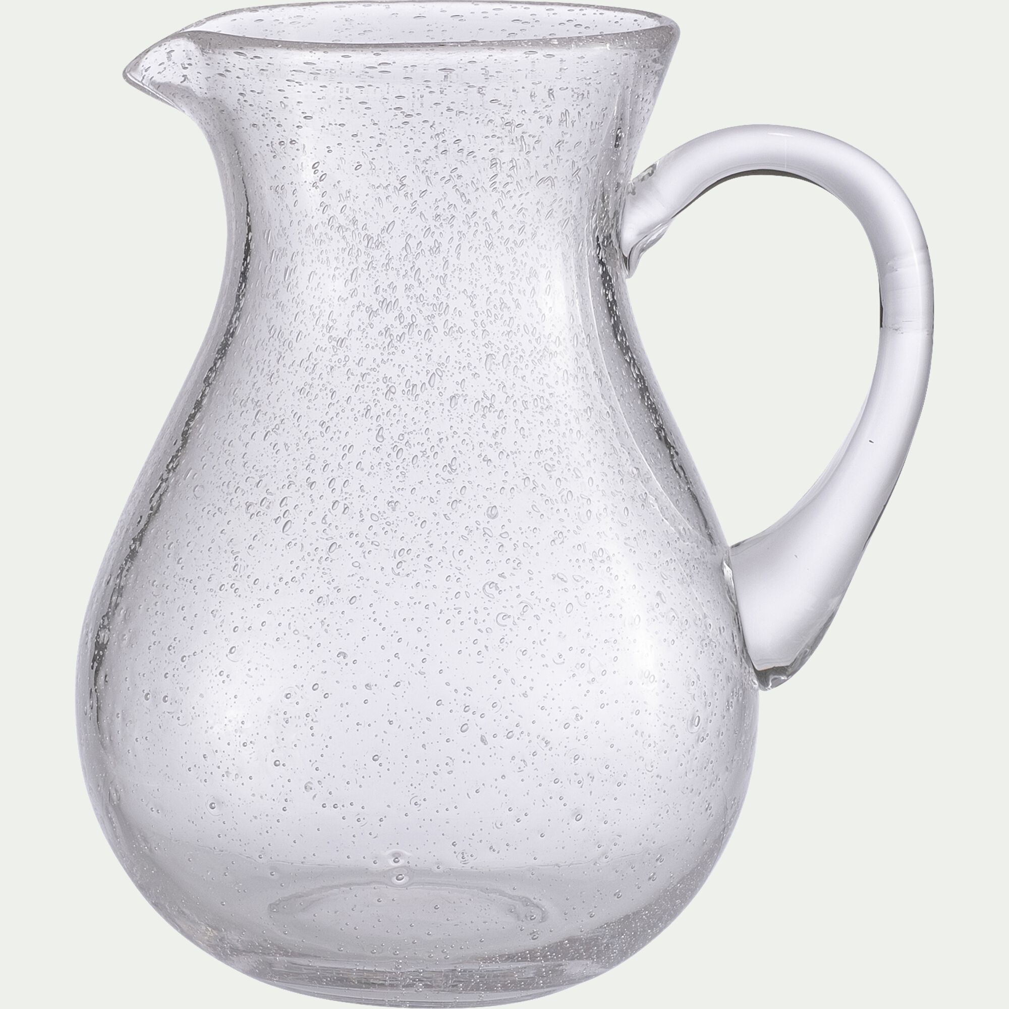BULLA - Carafe avec anse en verre bullé 1,5L - transparent