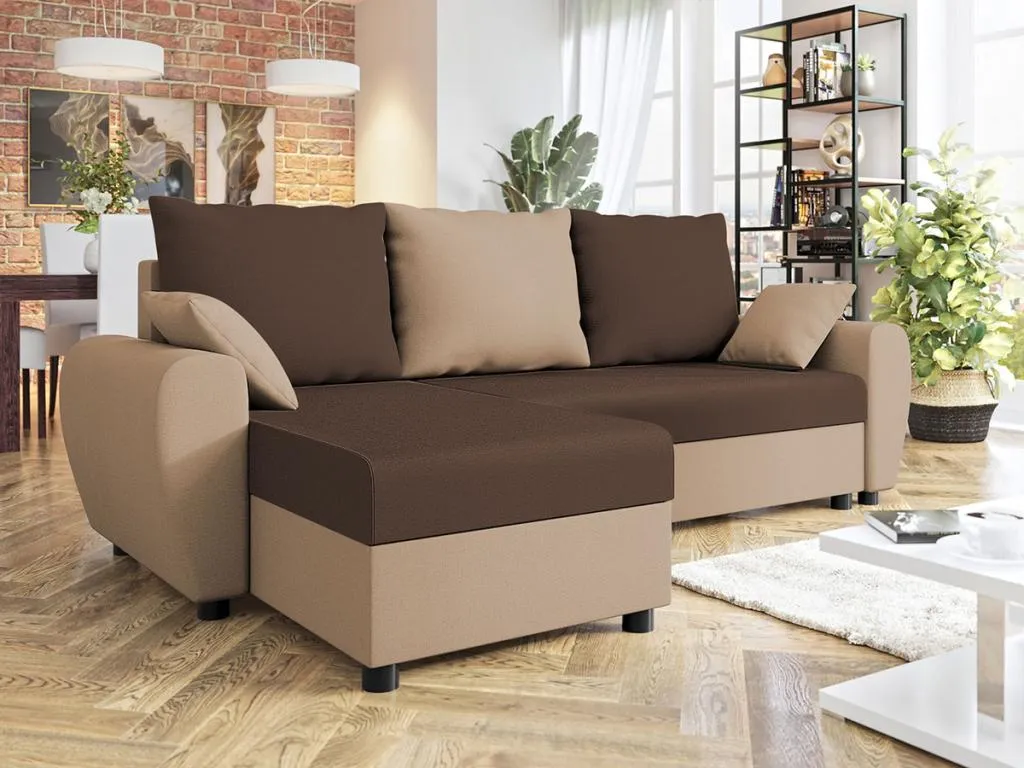 Sofá rinconero Andreuworldcasa 123 Marrón Función de descanso Caja de ropa de cama 242x139cm