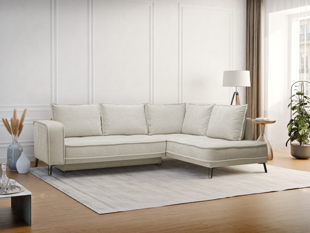 Sofá rinconera derecho de tela beige de maison céphy