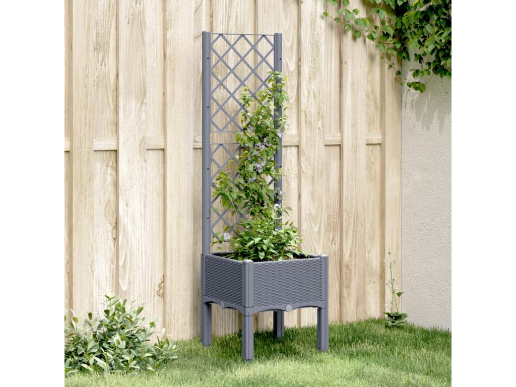 Jardinera con enrejado PP gris 40x40x142 cm
