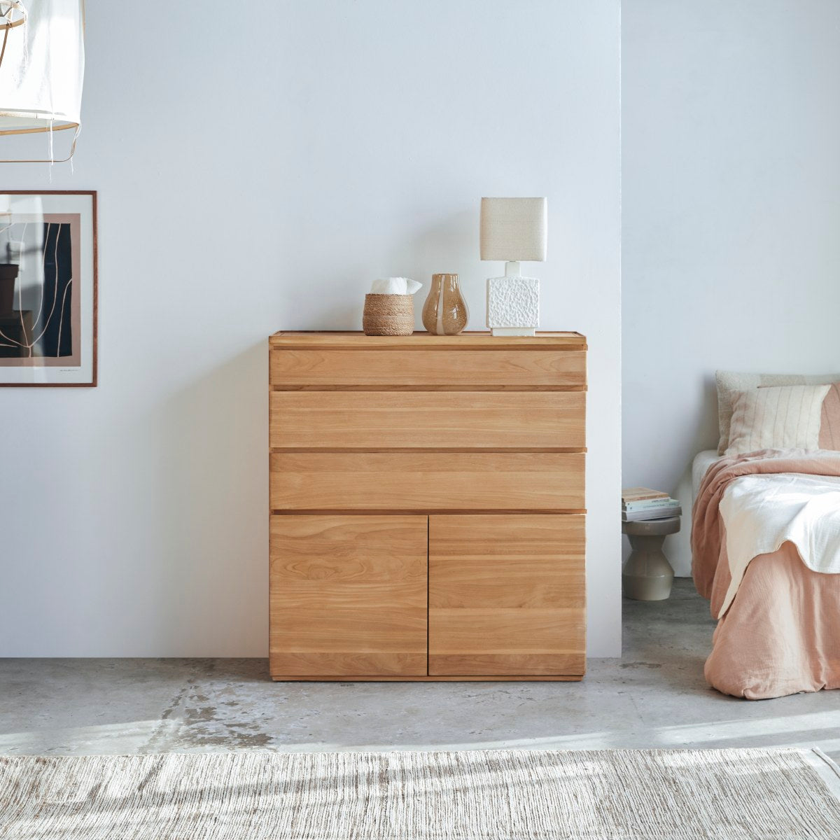 Tikamoon - Hoge commode in massief teakhout Nino