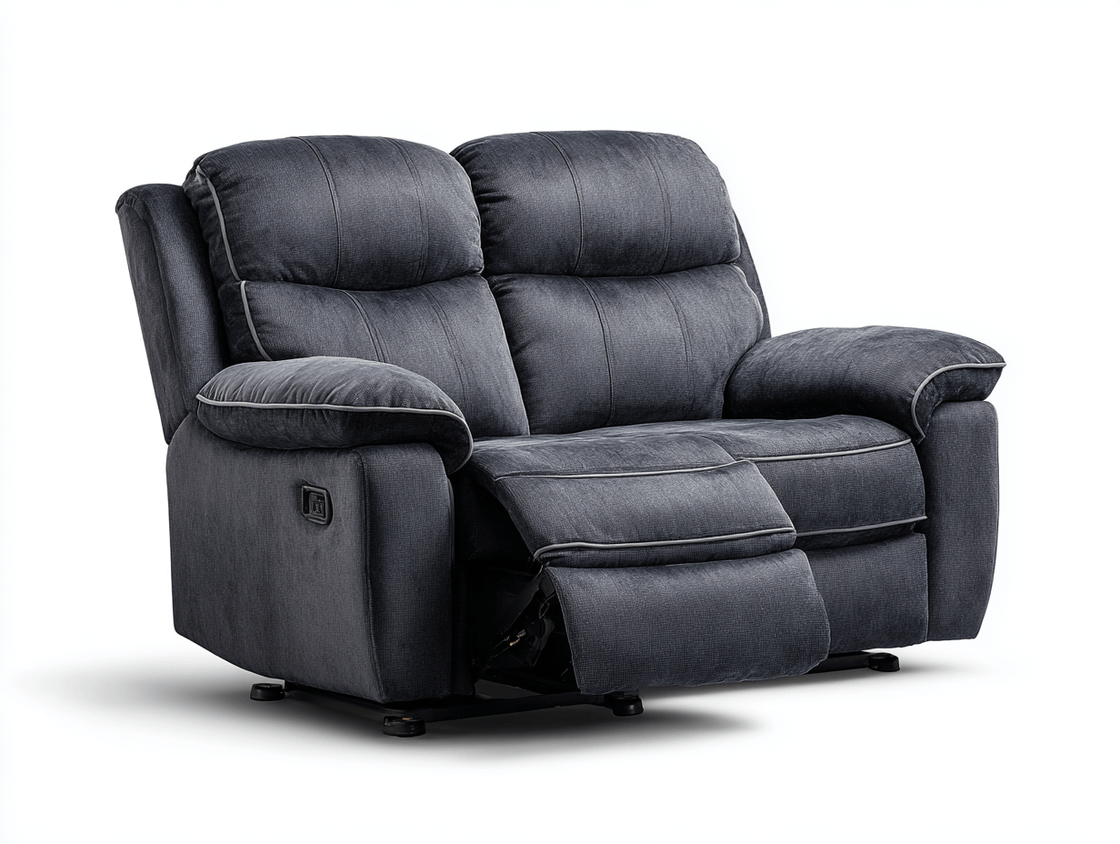 Sillón reclinable de dos plazas – tela – gris oscuro – con reposapiés extensible