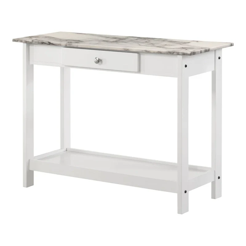 Denhour DH BASIC 4-Piece Open-Shelf Coffee Table Set with Drawer in Transitional Rubberwood