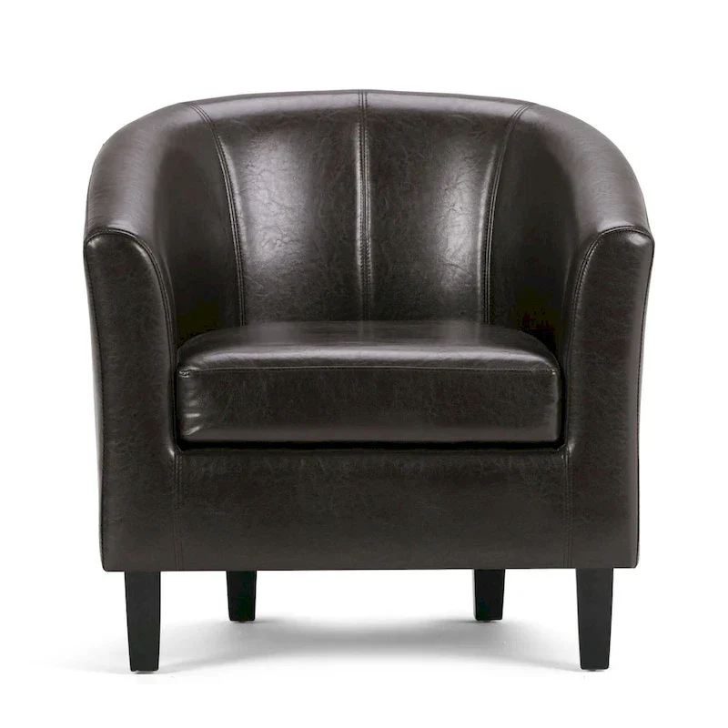 Modern Tub Accent Chair with Upholstered Seat and Wooden Legs