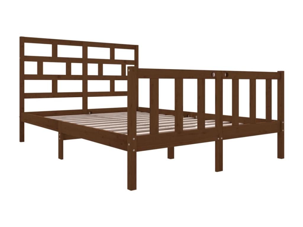 Mueblescolor de cama doble sin colchMueblescolor madera maciza marrón miel