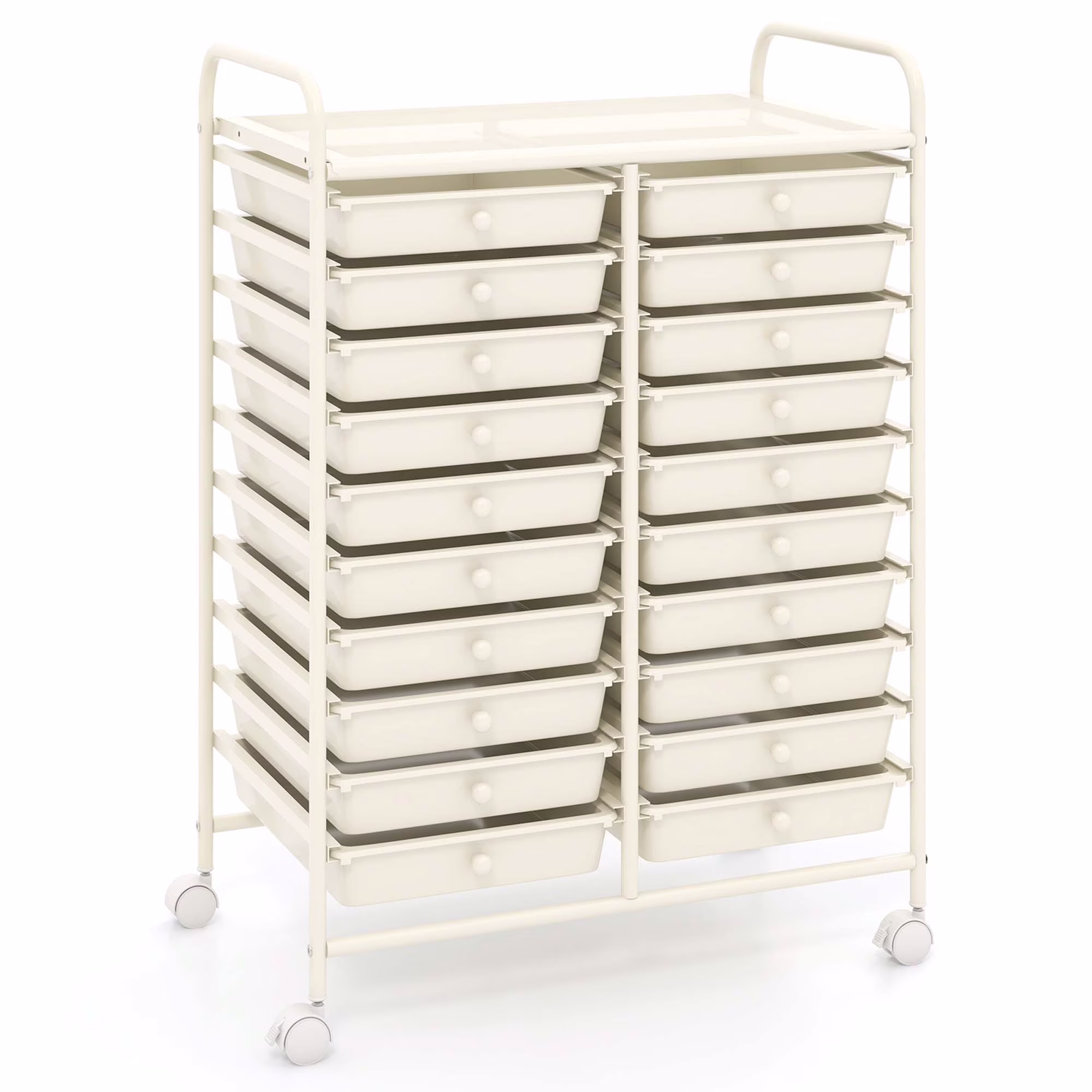 Costway 20 Drawer Rolling Storage Cart Tools Scrapbook Paper Office School Organizer Yellow - Image 15
