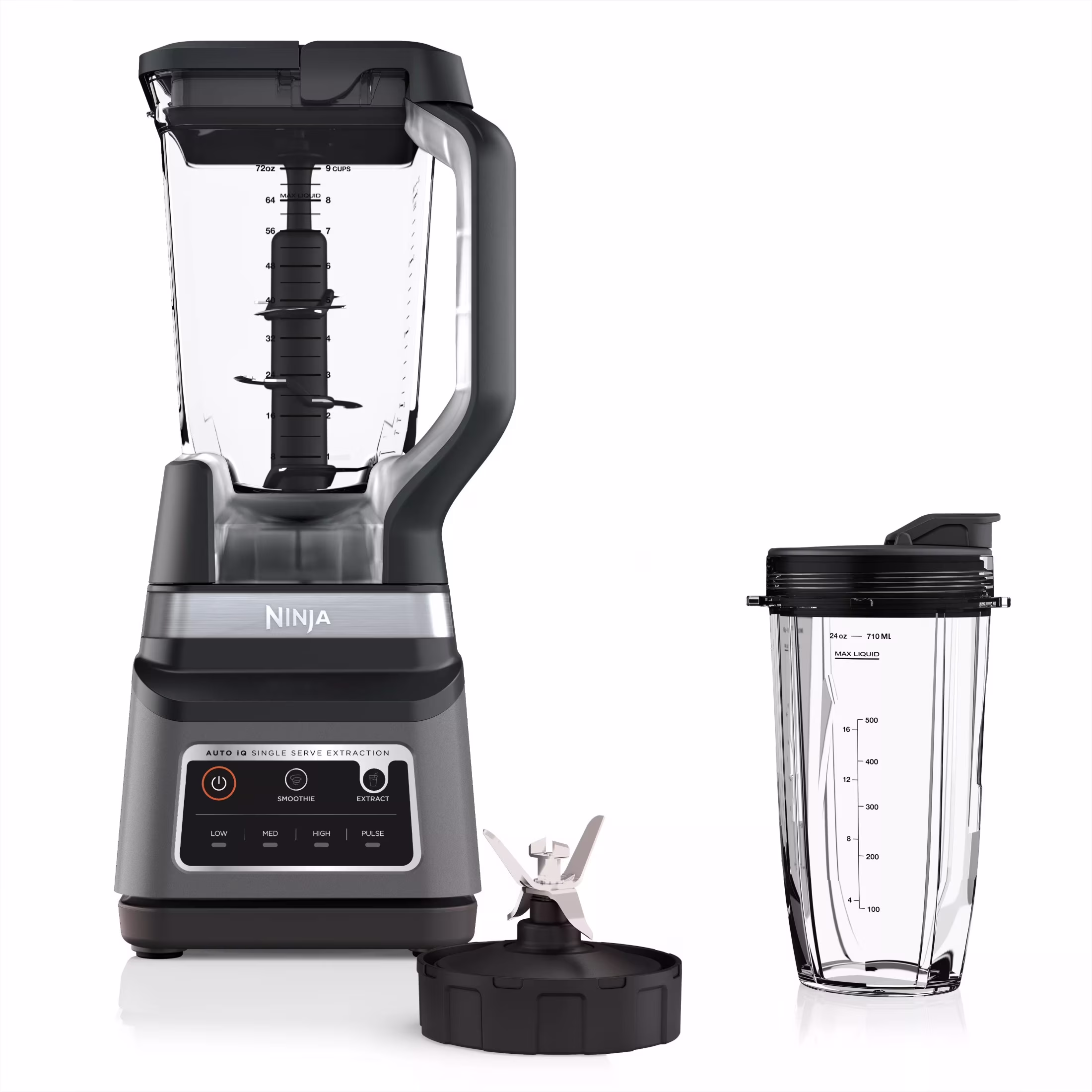 Ninja Professional Plus DUO Blender, 1400 W, 2 Auto - IQ Programs for Smoothies, Nutrient Extraction, 72 oz* Total Crushing Pitcher (1) 24 oz to - Go Cup, Black, BN750